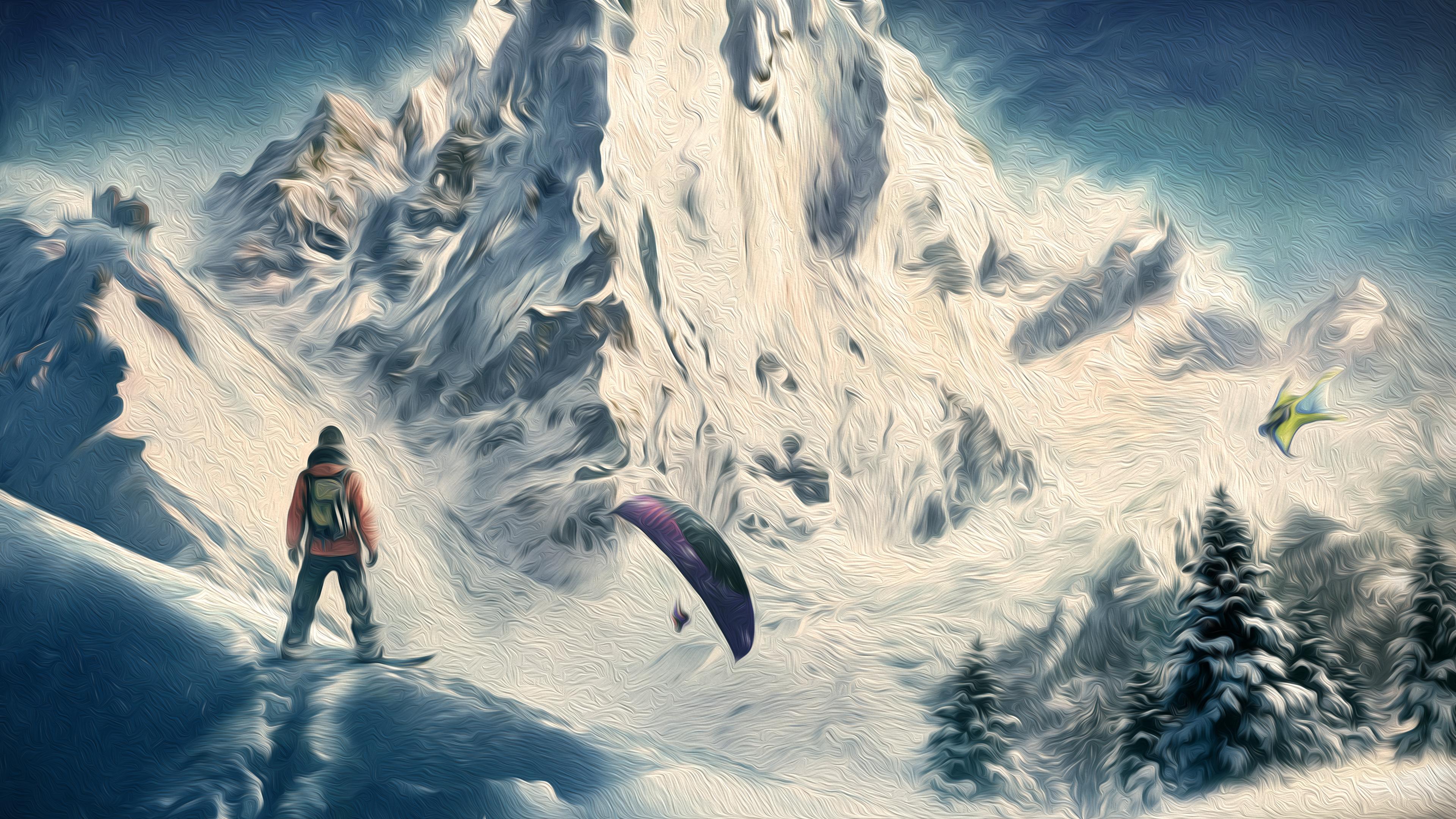I took the Steep 4K wallpaper and made it an oil painting, I think Bob Ross would be proud :)