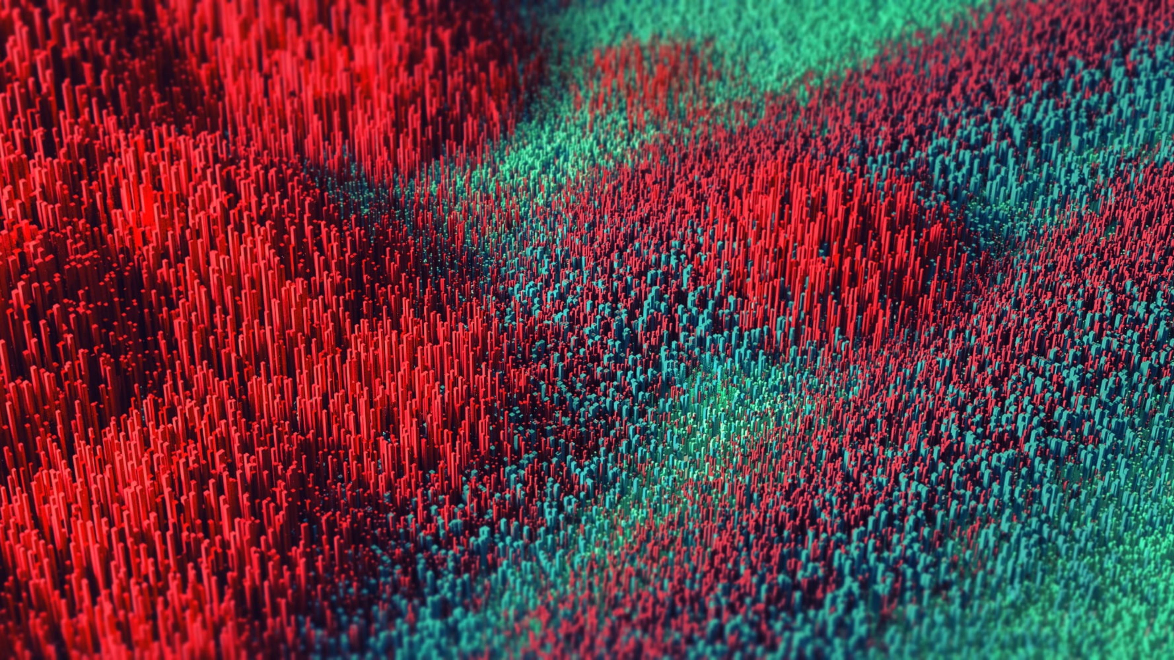 Red Green Needles 4K HD Abstract Wallpaper