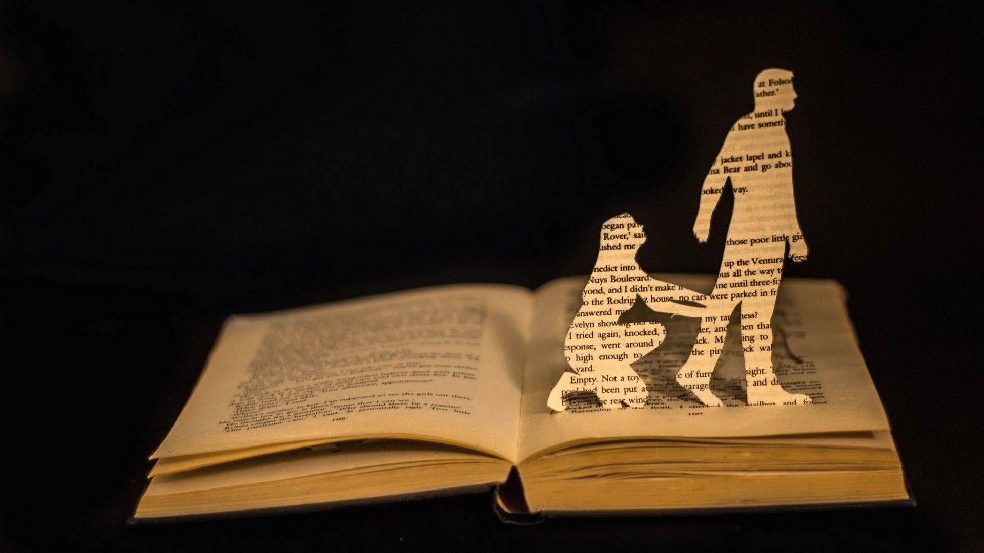 Black Background Artwork Books Couple Men Women Creativity Text Paper Wallpaper:1920x1080