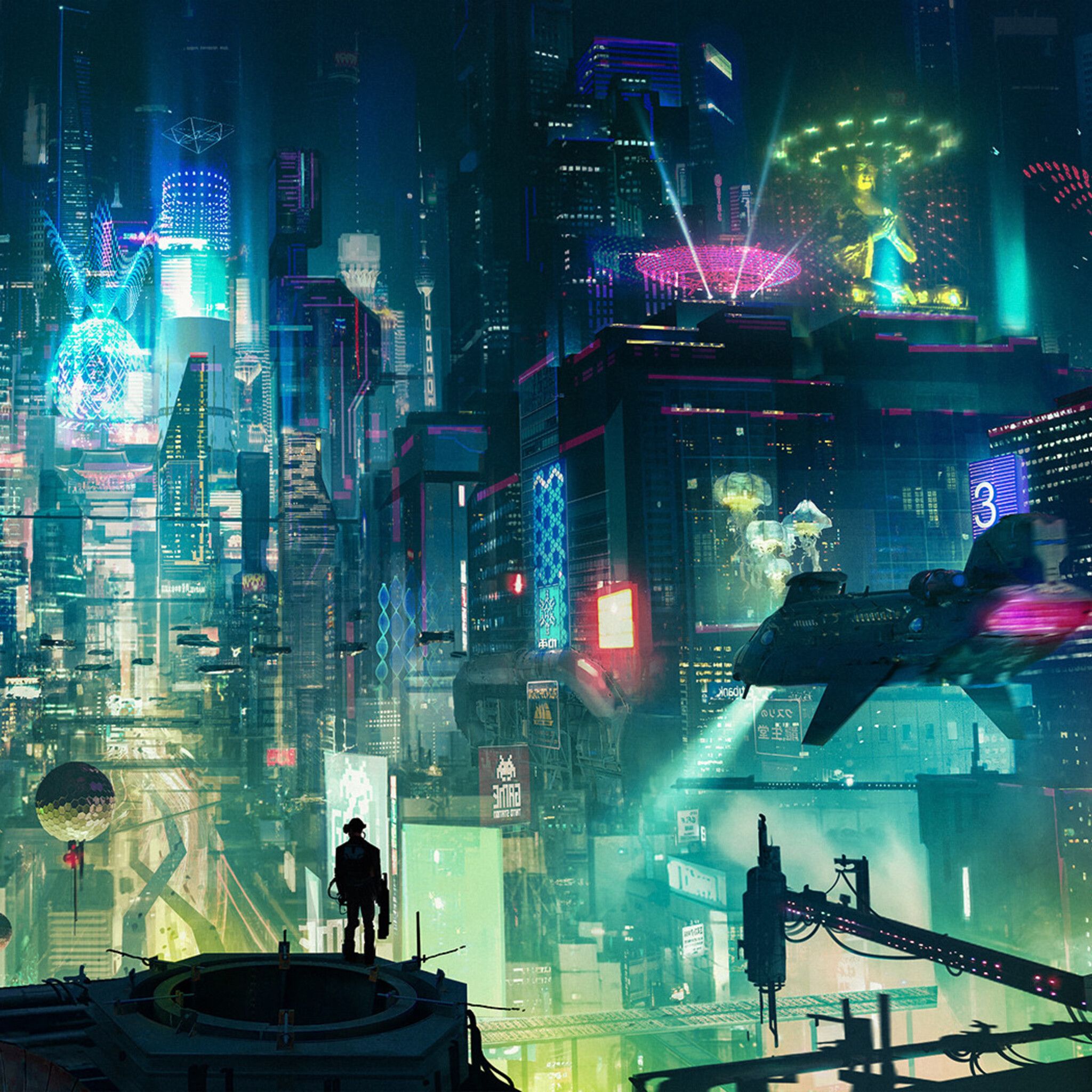 2048x2048 Cyberpunk City Ipad Air HD 4k Wallpapers, Image, Backgrounds, Photos and Pictures