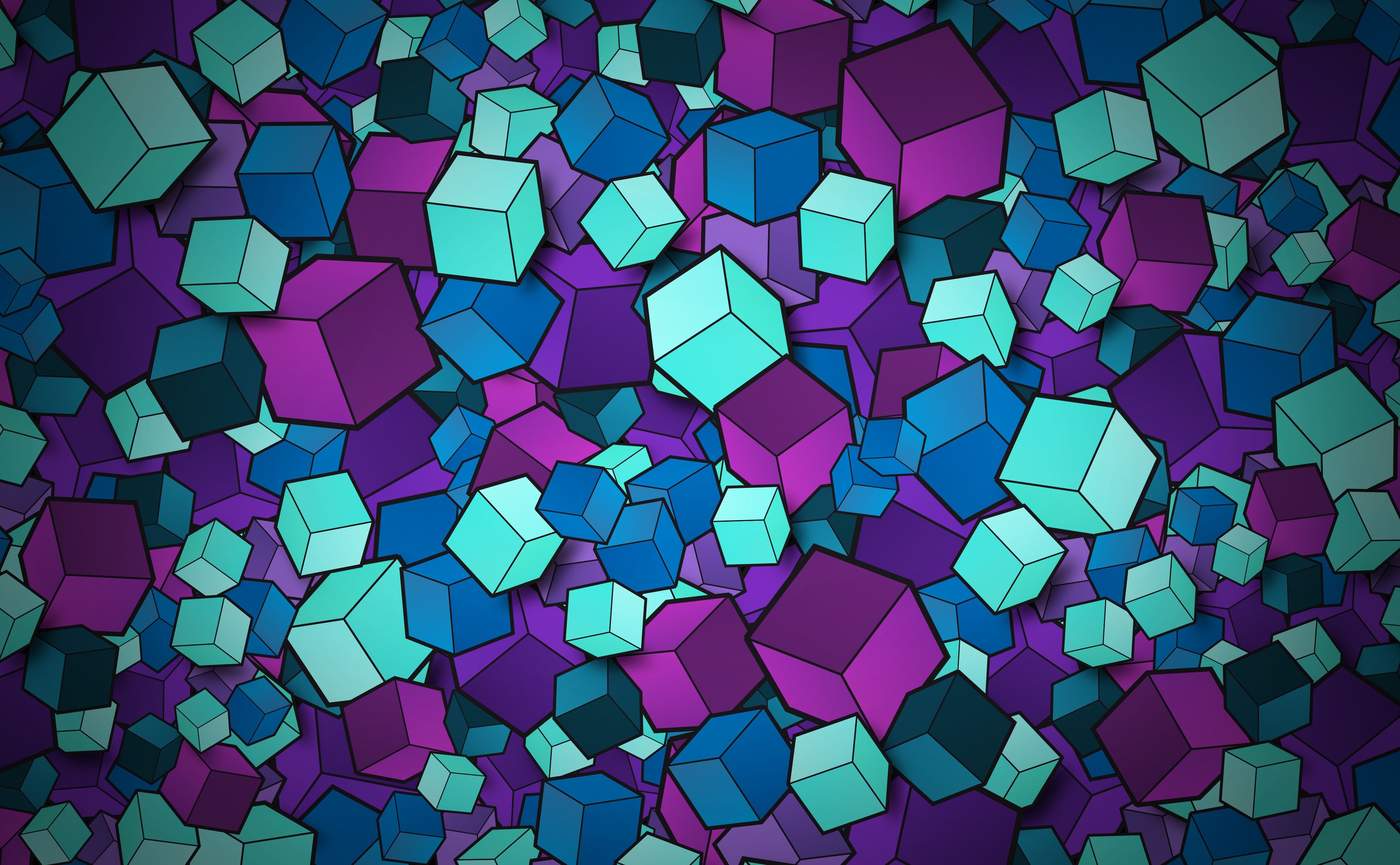 3D cubes Wallpaper 4K, Colorful, Geometric, Patterns, Abstract