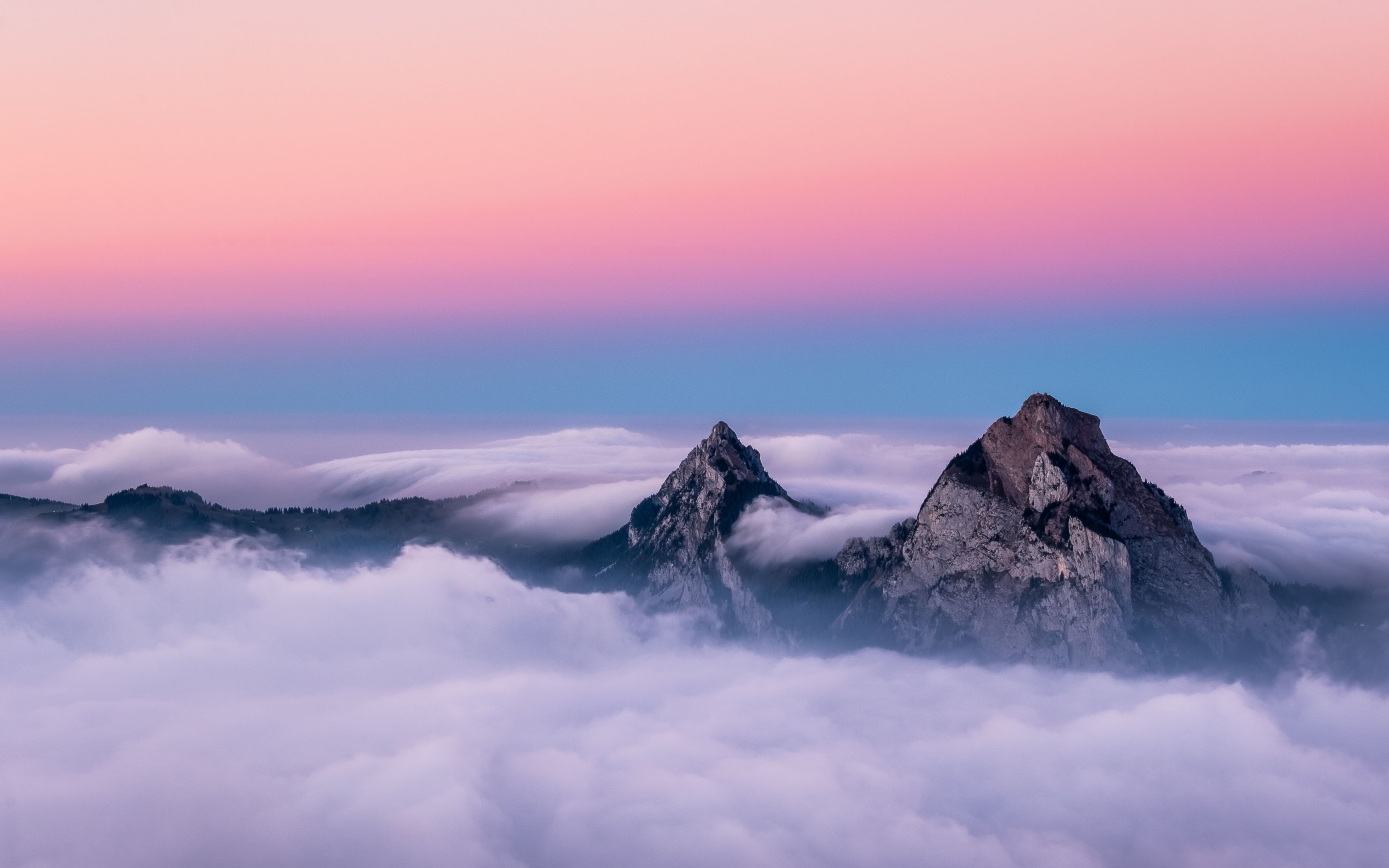 Download Mountains, peaks, clouds, pink sky wallpaper, 3840x 4K Ultra HD 16: Widescreen