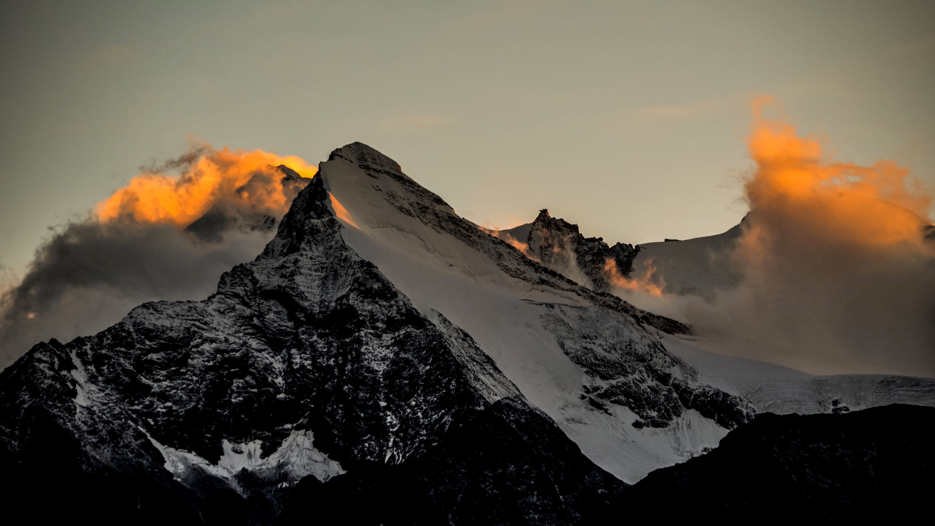 macOS Sierra Mountain Snow Alpenglow 4K Wallpaper iPhone HD Phone 4450f