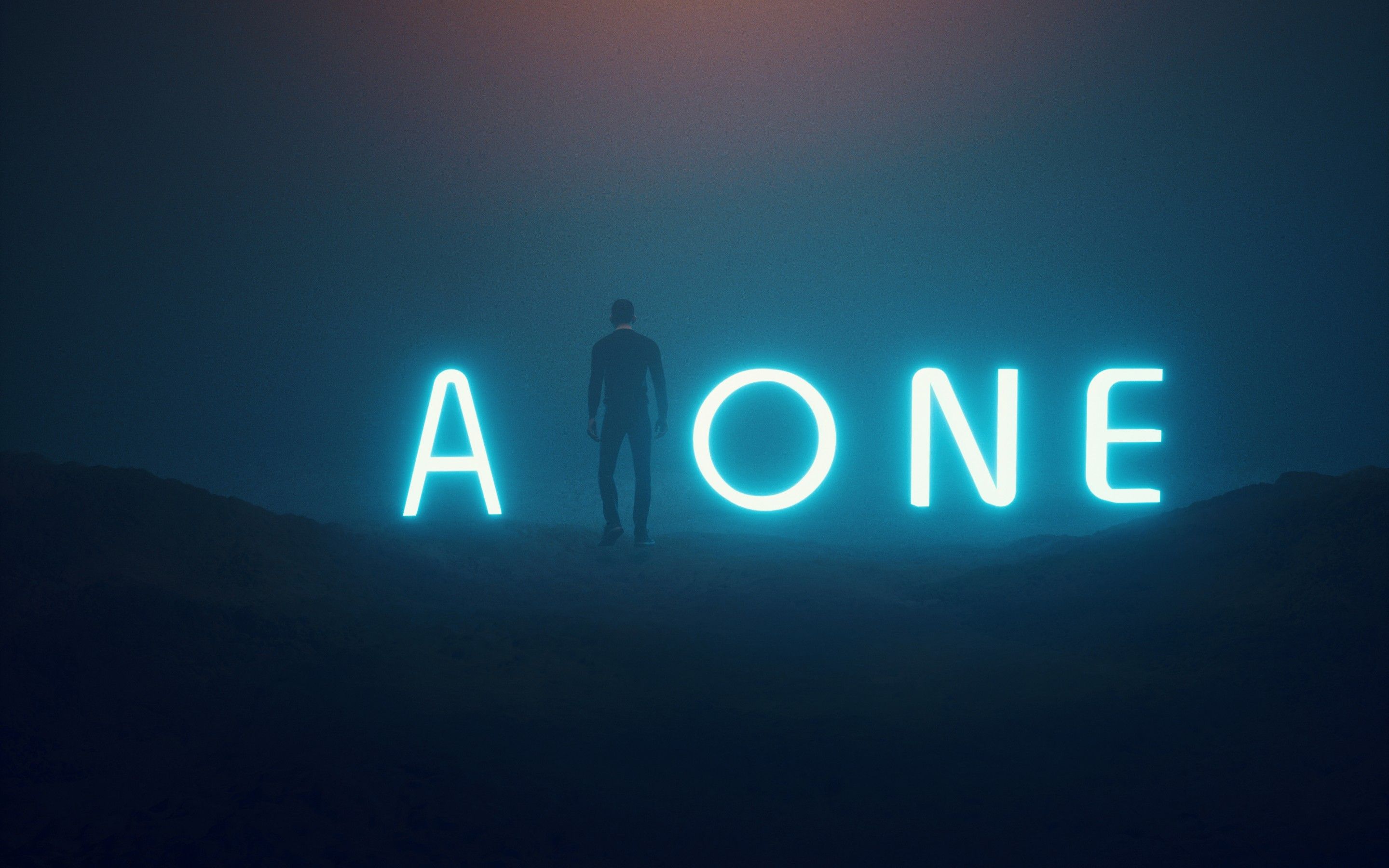 Alone 4K Wallpaper, Neon, Neon typography, Dark, Fantasy