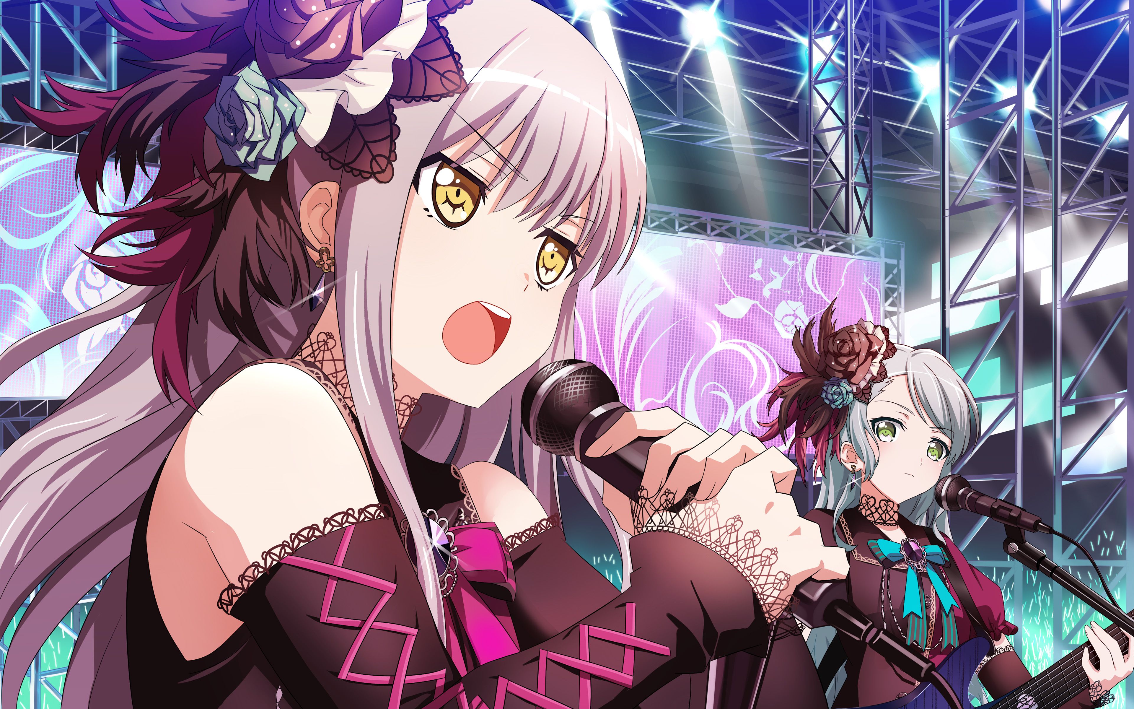 Download wallpaper Hikawa Sayo, Minato Yukina, manga, BanG Dream, concert, Sayo Hikawa, Yukina Minato, BanG Dream Girls Band Party for desktop with resolution 3840x2400. High Quality HD picture wallpaper