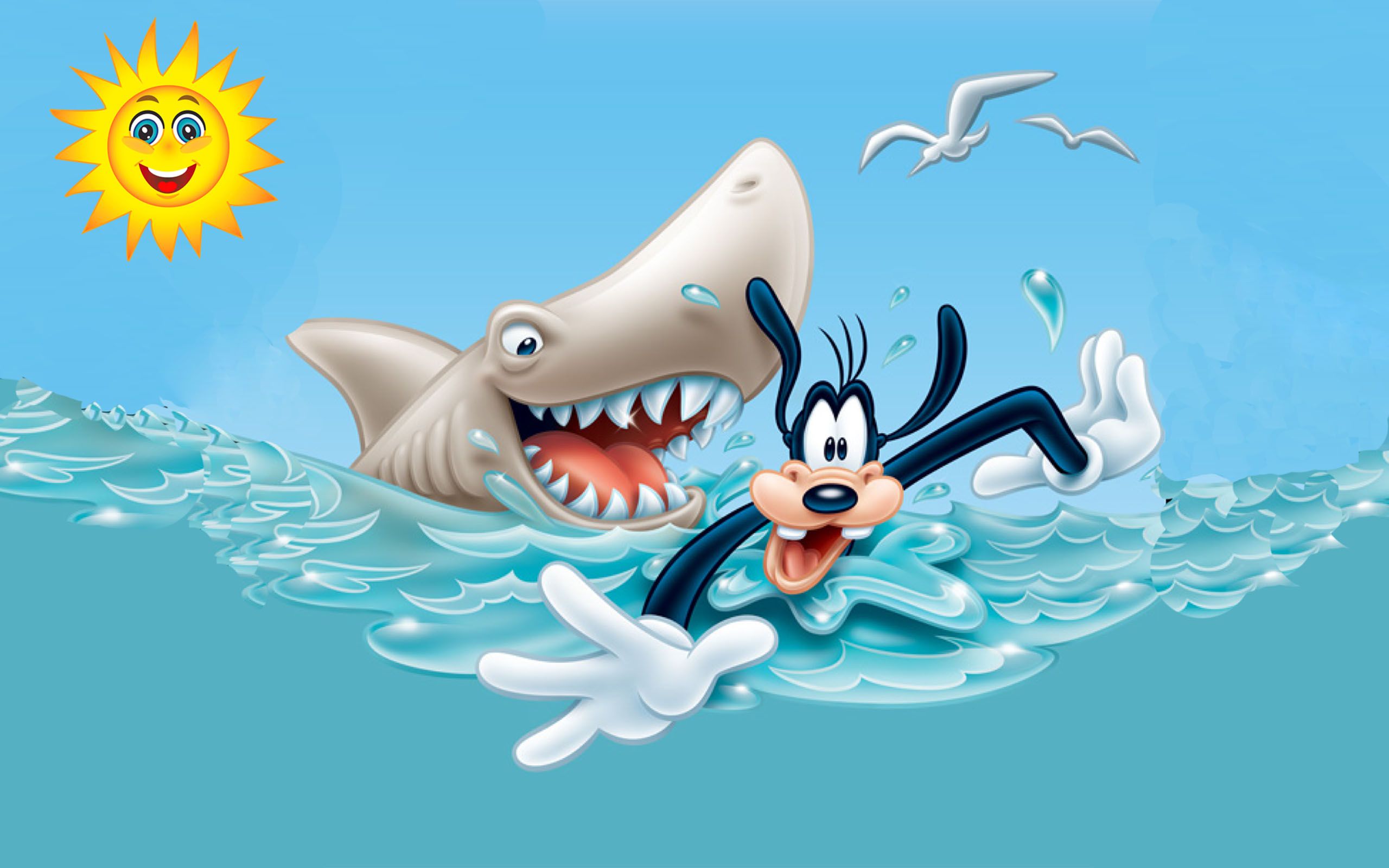 Danger Of Sharks Goofy Cartoon Walt Disney Photo Wallpaper HD 1920x1200, Wallpaper13.com