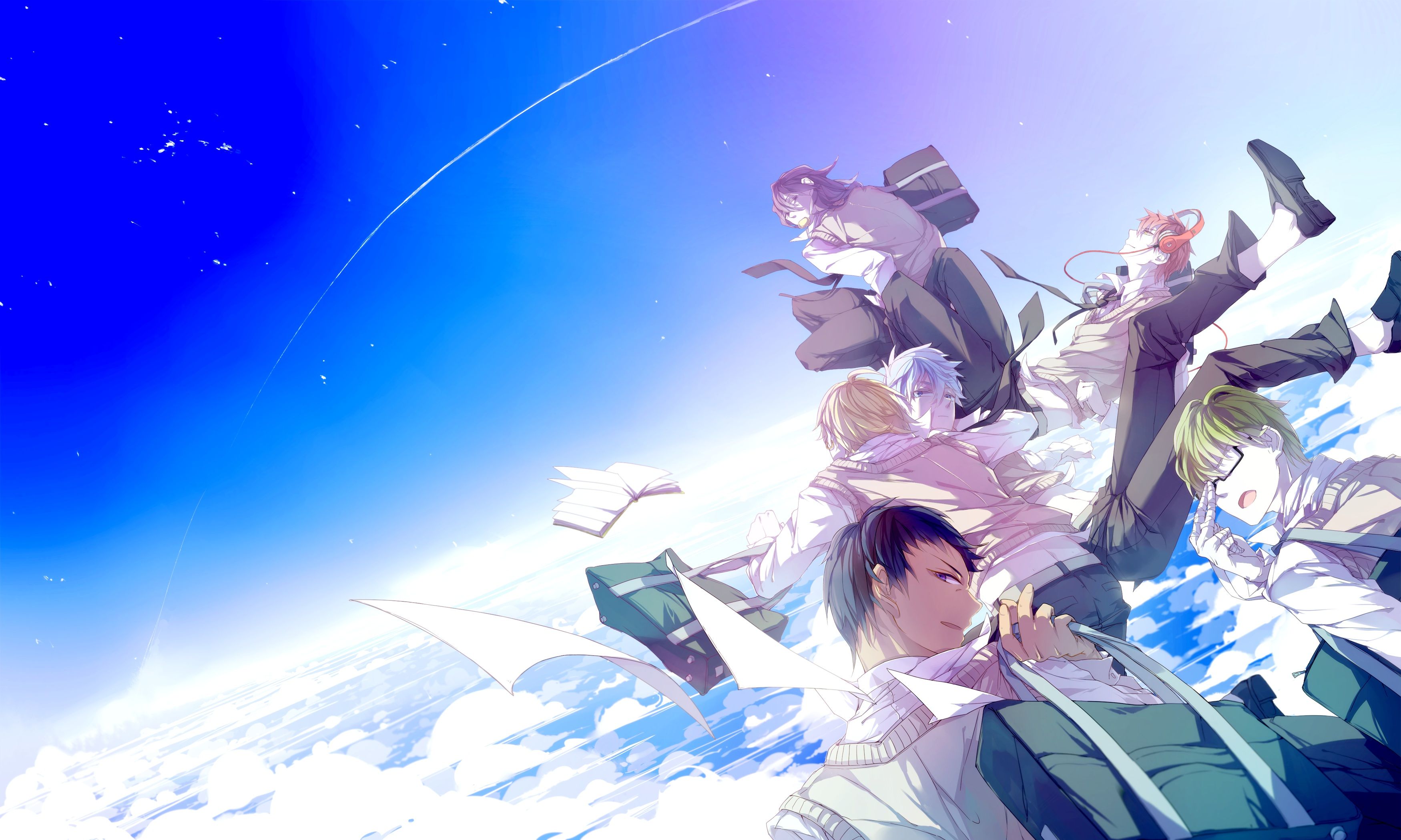 kuroko, No, Basket, Akashi, Seijuurou, Aomine, Daiki, Book, Clouds, Headphones, Kise, Ryouta, Kuroko, No, Basket, Kuroko, Tetsuya, Male, Midorima, Shintarou, Paper, Qinnye, Seifuku, Sky Wallpaper HD / Desktop and Mobile Background