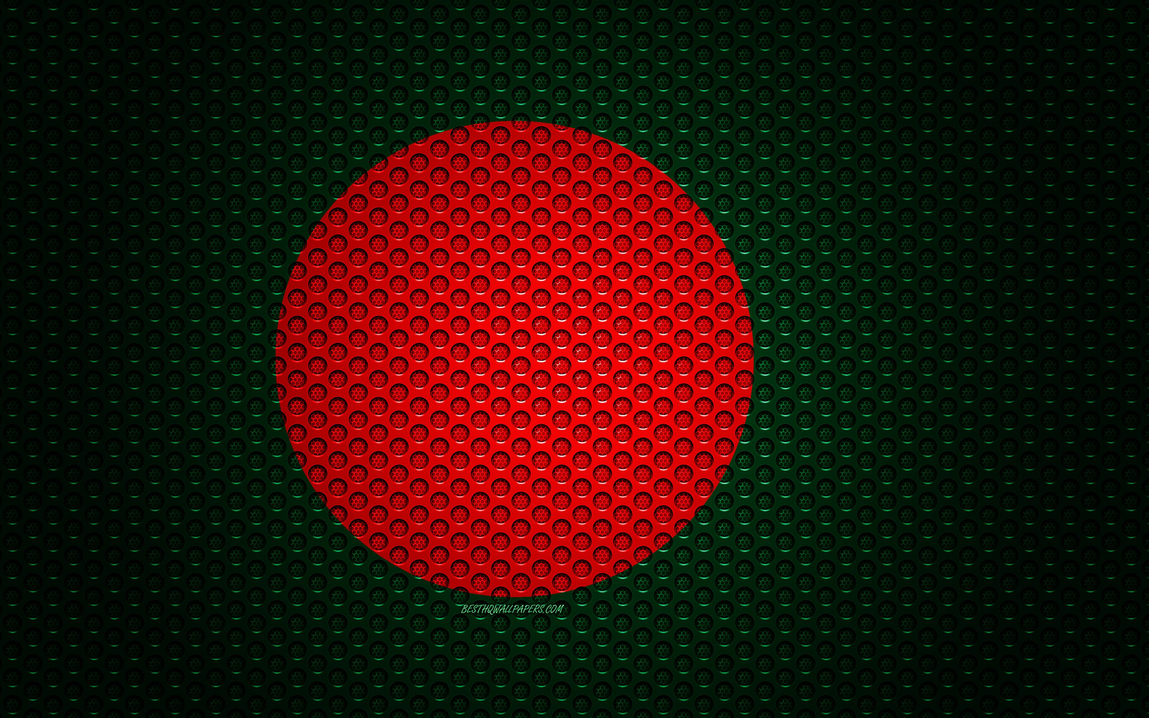 Download wallpaper Flag of Bangladesh, 4k, creative art, metal mesh, Bangladesh flag, national symbol, Bangladesh, Asia, flags of Asian countries for desktop with resolution 3840x2400. High Quality HD picture wallpaper