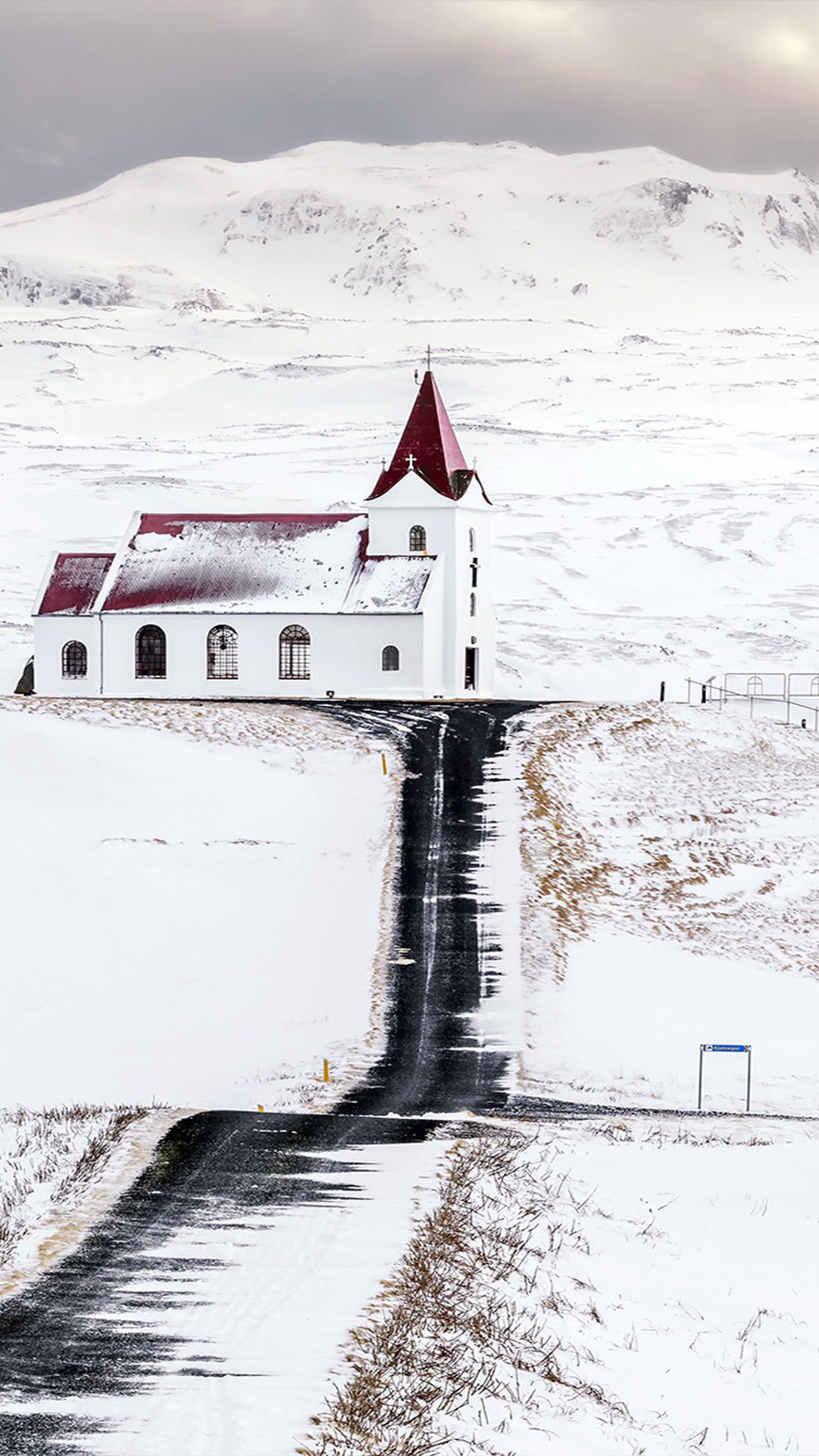 Church Snow Landscape 4K Ultra HD Mobile Wallpaper