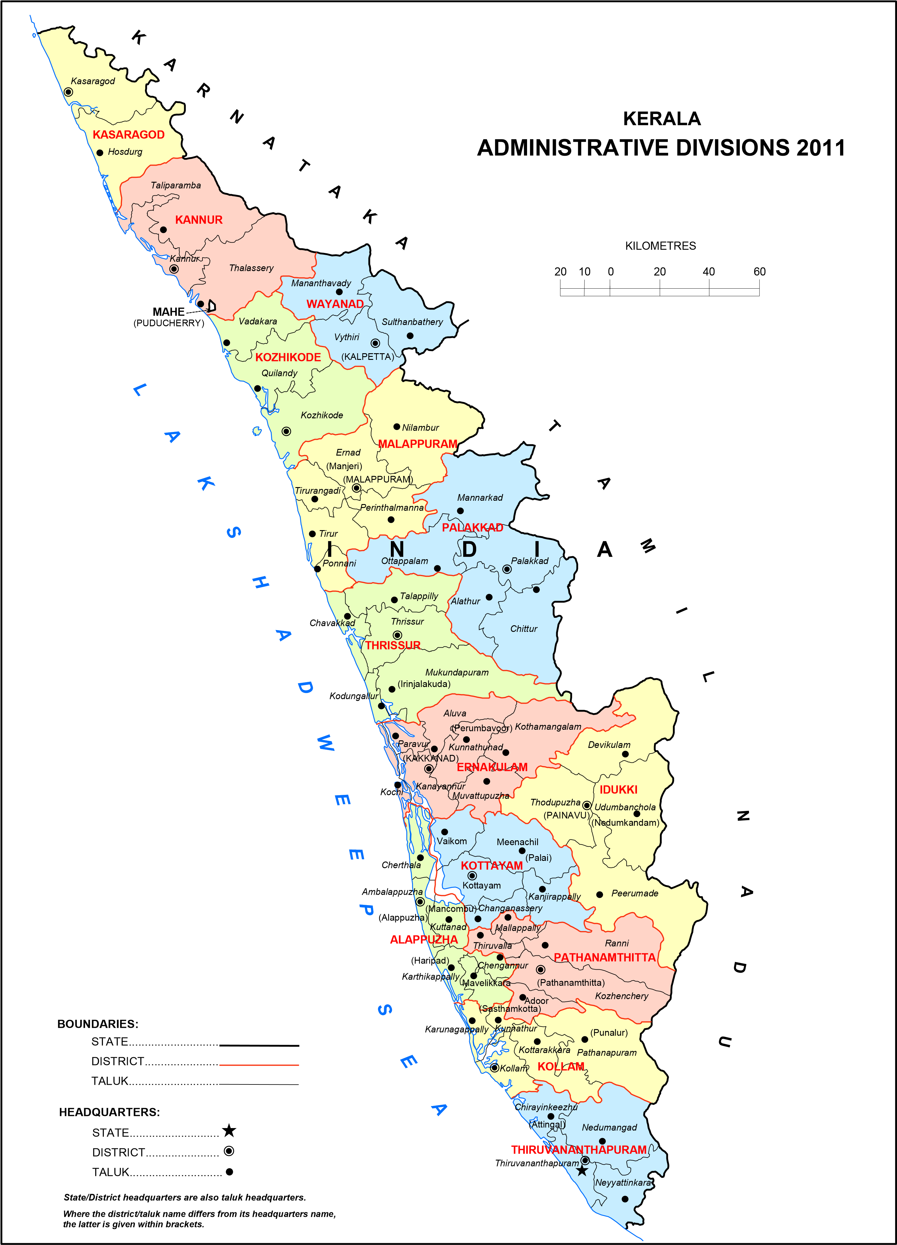 High Resolution Map of Kerala [HD]