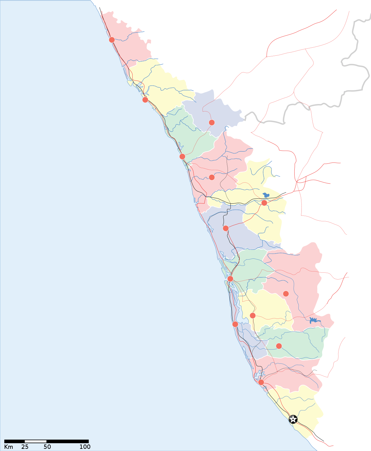 Kerala HD Map Kerala Road Map Ml Svg Wikimedia Commons, 2963 x 4110 png 970 кб