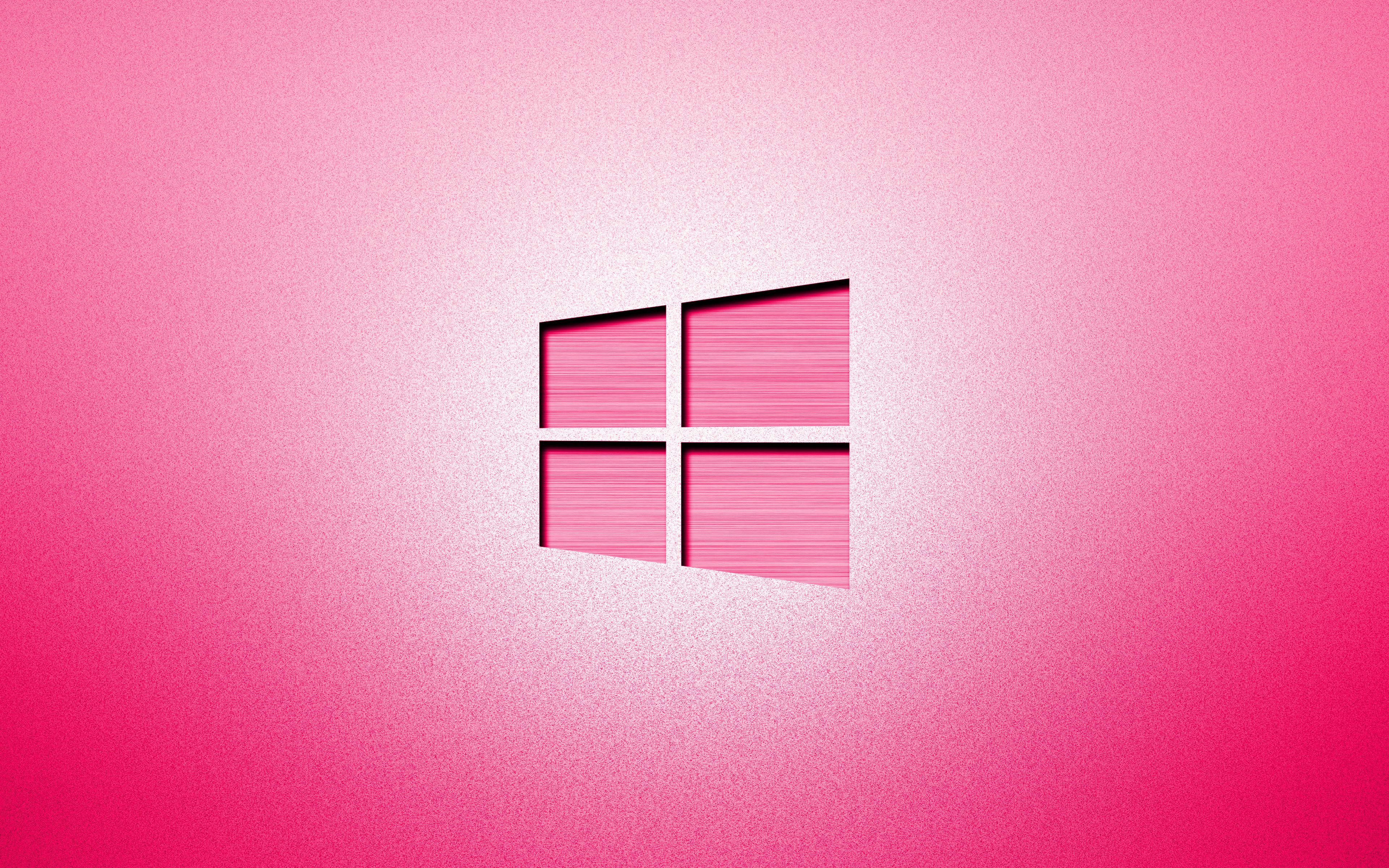 Download wallpaper 4k, Windows 10 pink logo, creative, pink background, minimalism, operating systems, Windows 10 logo, artwork, Windows 10 for desktop with resolution 3840x2400. High Quality HD picture wallpaper
