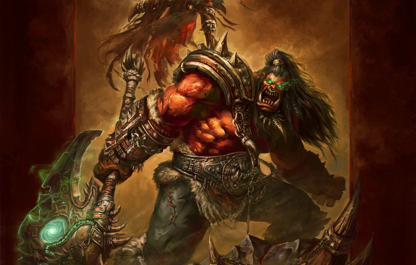 Wallpaper warrior, Orc, wow, Grom Hellscream, Grom Hellscream, world of wacraft image for desktop, section игры
