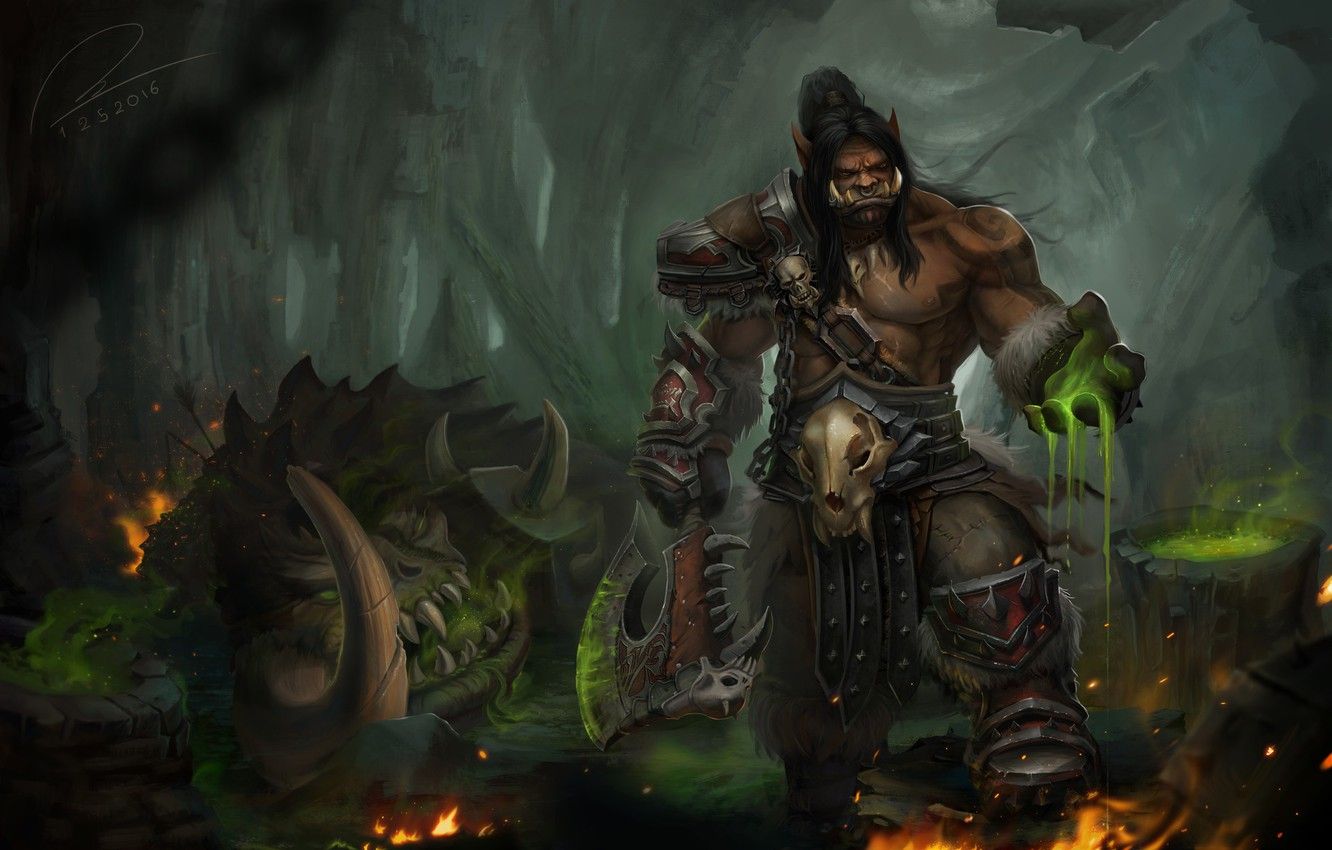 Wallpaper the game, fantasy, art, World of Warcraft, Orc, Grommash Hellscream, Tien Can image for desktop, section фантастика