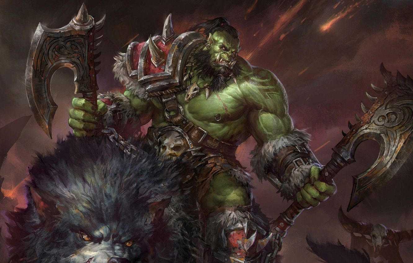 Wallpaper WoW, Orc, world of warcraft, MMORPG, Blizzard Entertainment, orc, Grommash Hellscream, jeremy chong image for desktop, section игры