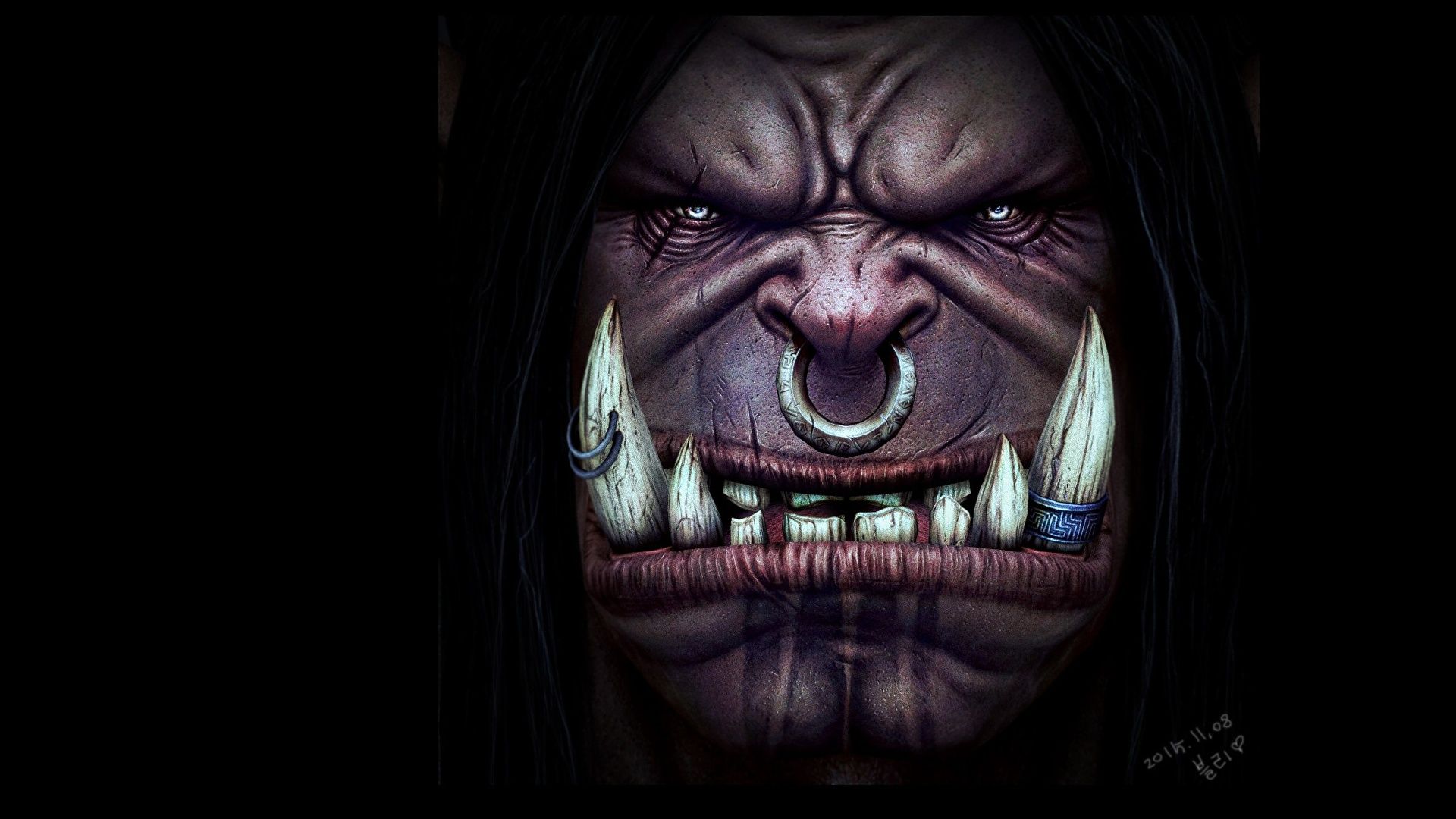 Desktop Wallpaper Orc Canine tooth fangs Grommash 1920x1080
