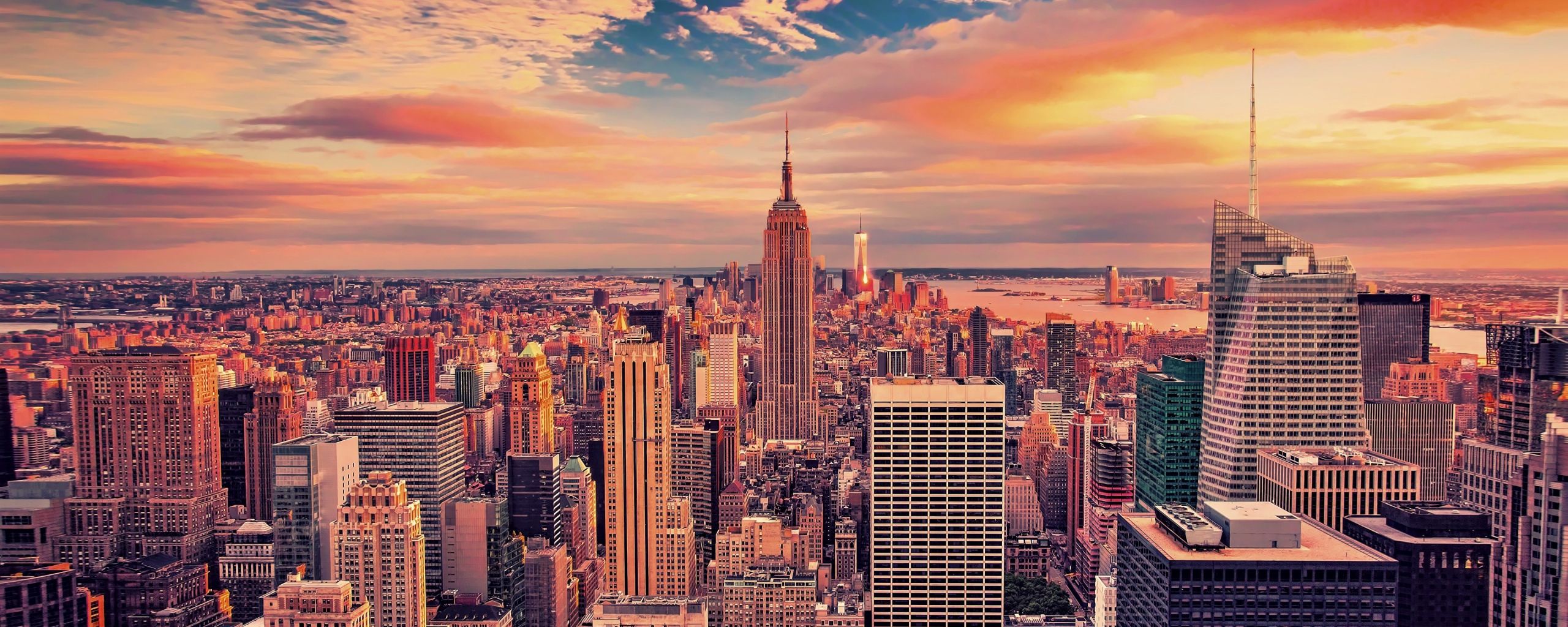 Desktop Wallpaper Empire State Building, Buildings, Skyscrapers, New York City, Sunset, 4k, HD Image, Picture, Background, B5fc0b