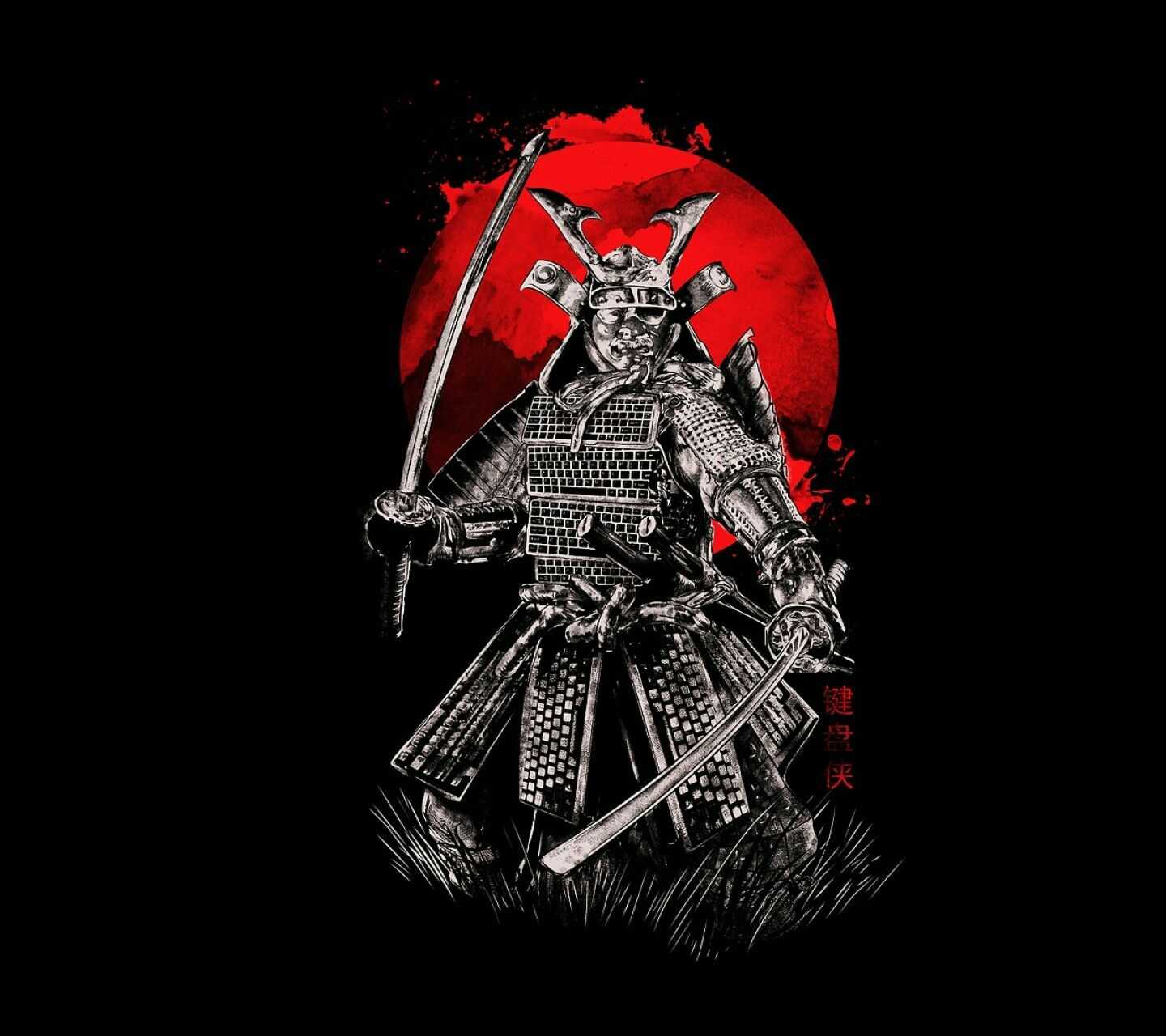 Premium Vector  Samurai with red moon wallpaper japanese theme wallpaper  for phone a silhouette of a samurai