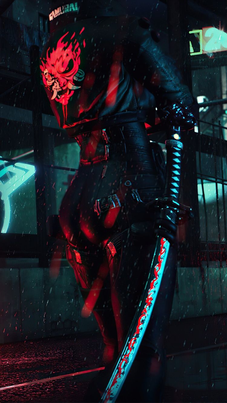 Samurai Sword Girl Cyberpunk 2077 iPhone iPhone 6S, iPhone 7 HD 4k Wallpaper, Image, Background, Photo and Picture