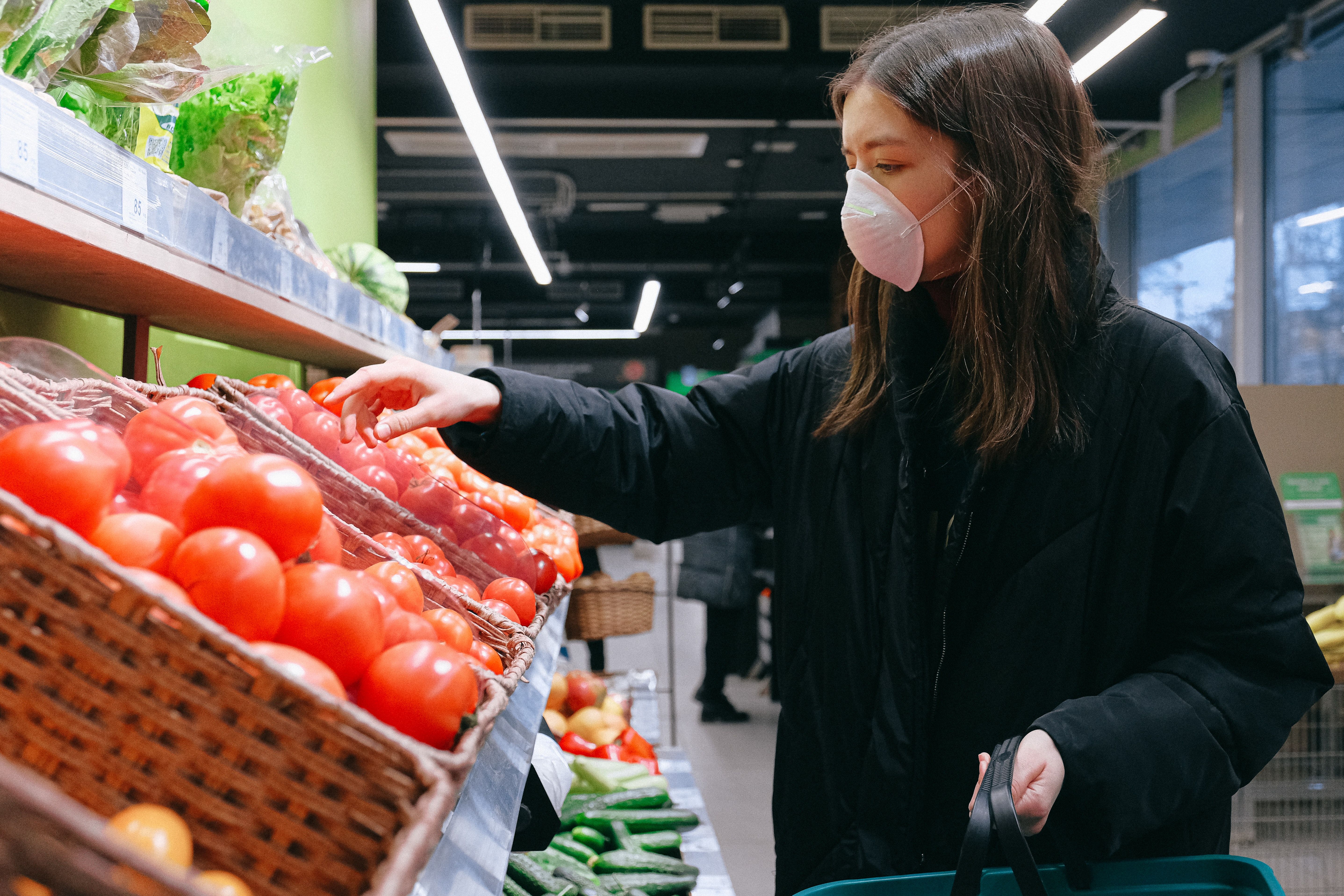 Woman in Face Mask Shopping in Supermarket · Free