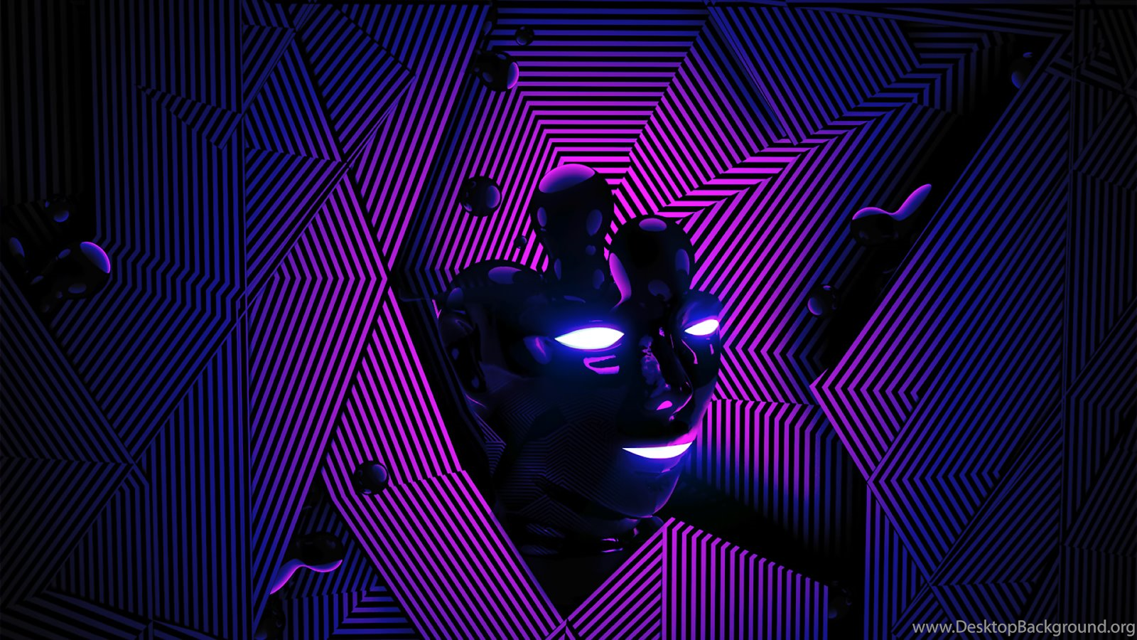 Liquid Robot Face Abstract Purple Desktop Wallpaper Desktop Background