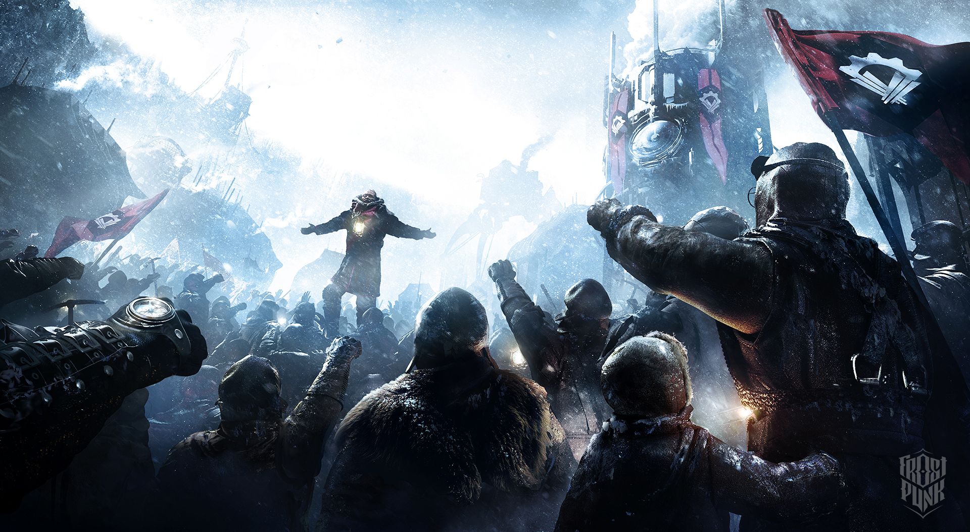 Wallpaper, Frostpunk, people, snow, dark, Video Game Art, video games, artwork 1920x1054