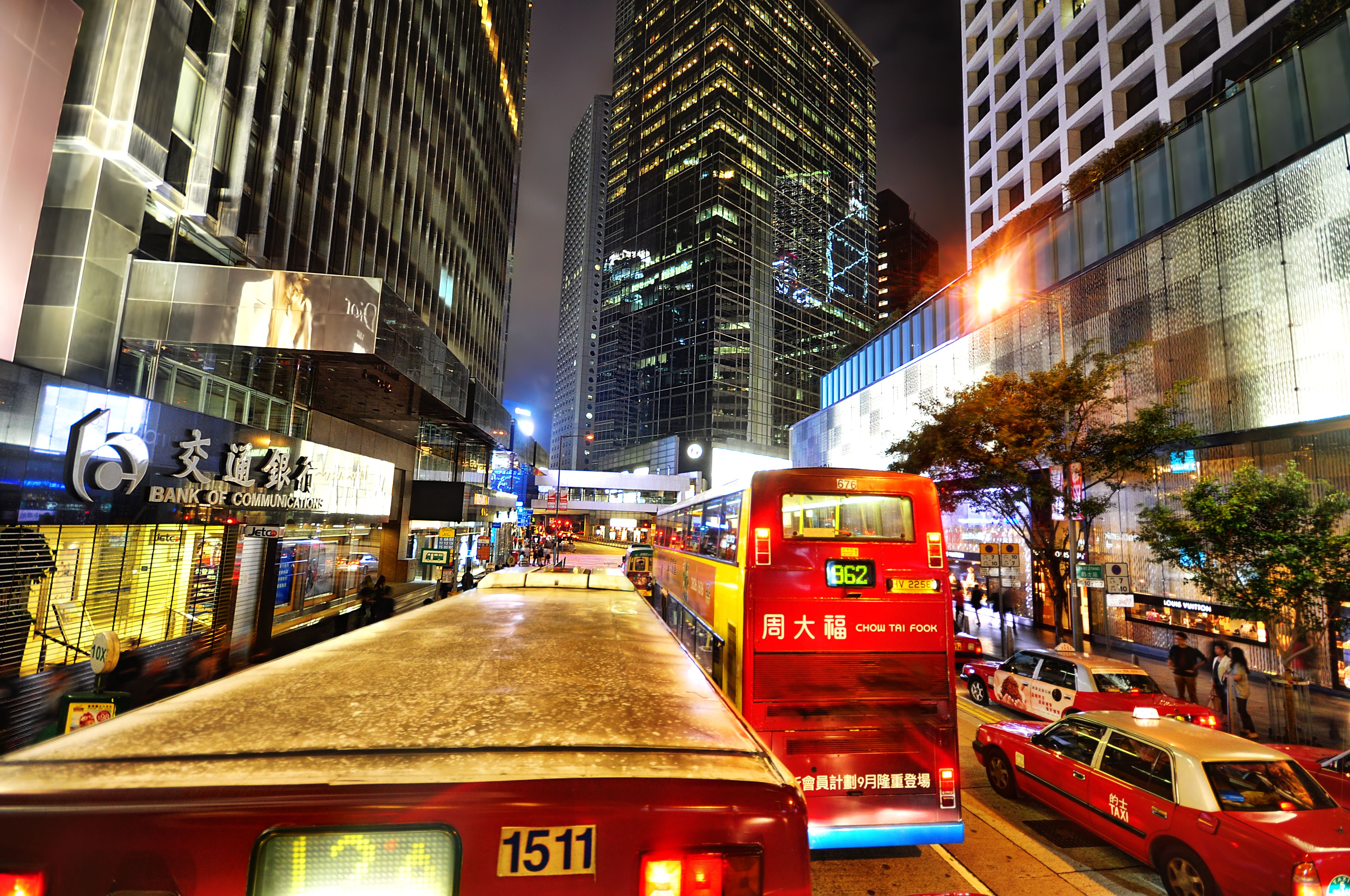 Wallpaper, China, light, bus, architecture, night, Asia, hong, kong, sparkling, HDR, queensroad, neimon2 4271x2837