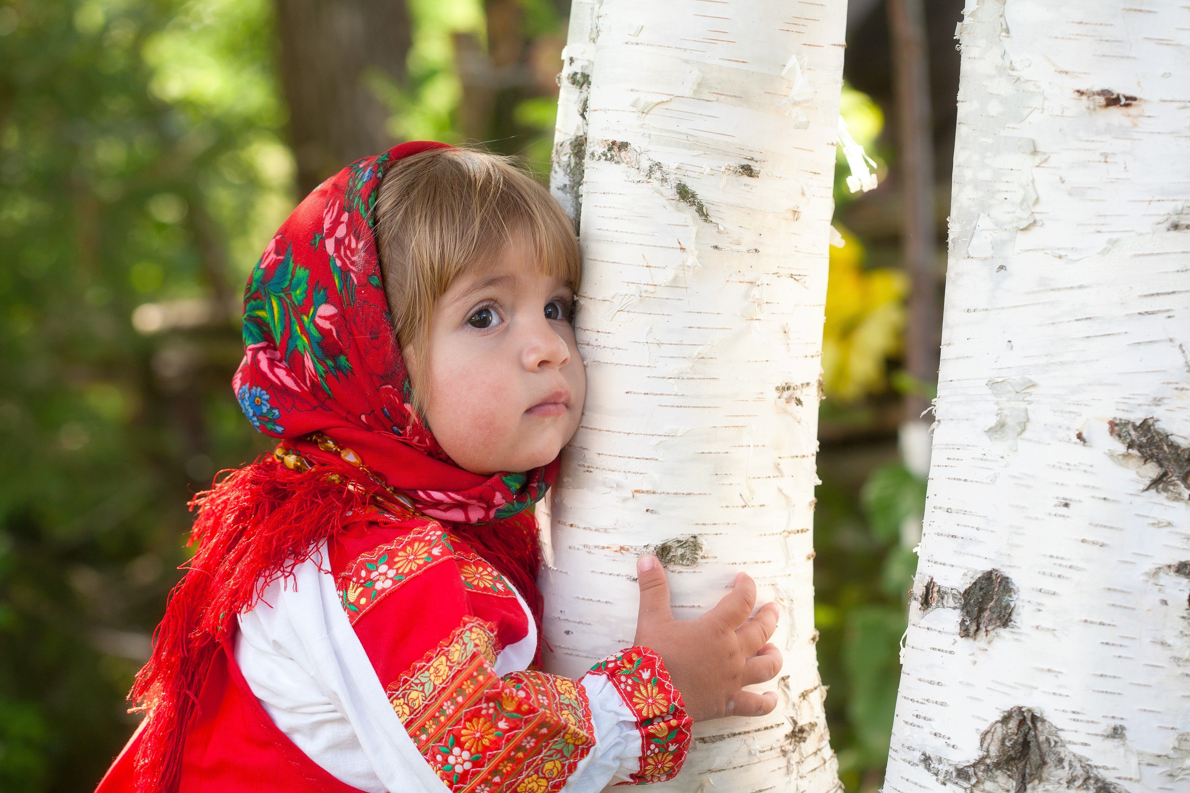 Girl, Child, Summer, Wood, Birch, Dress, Russia wallpaper