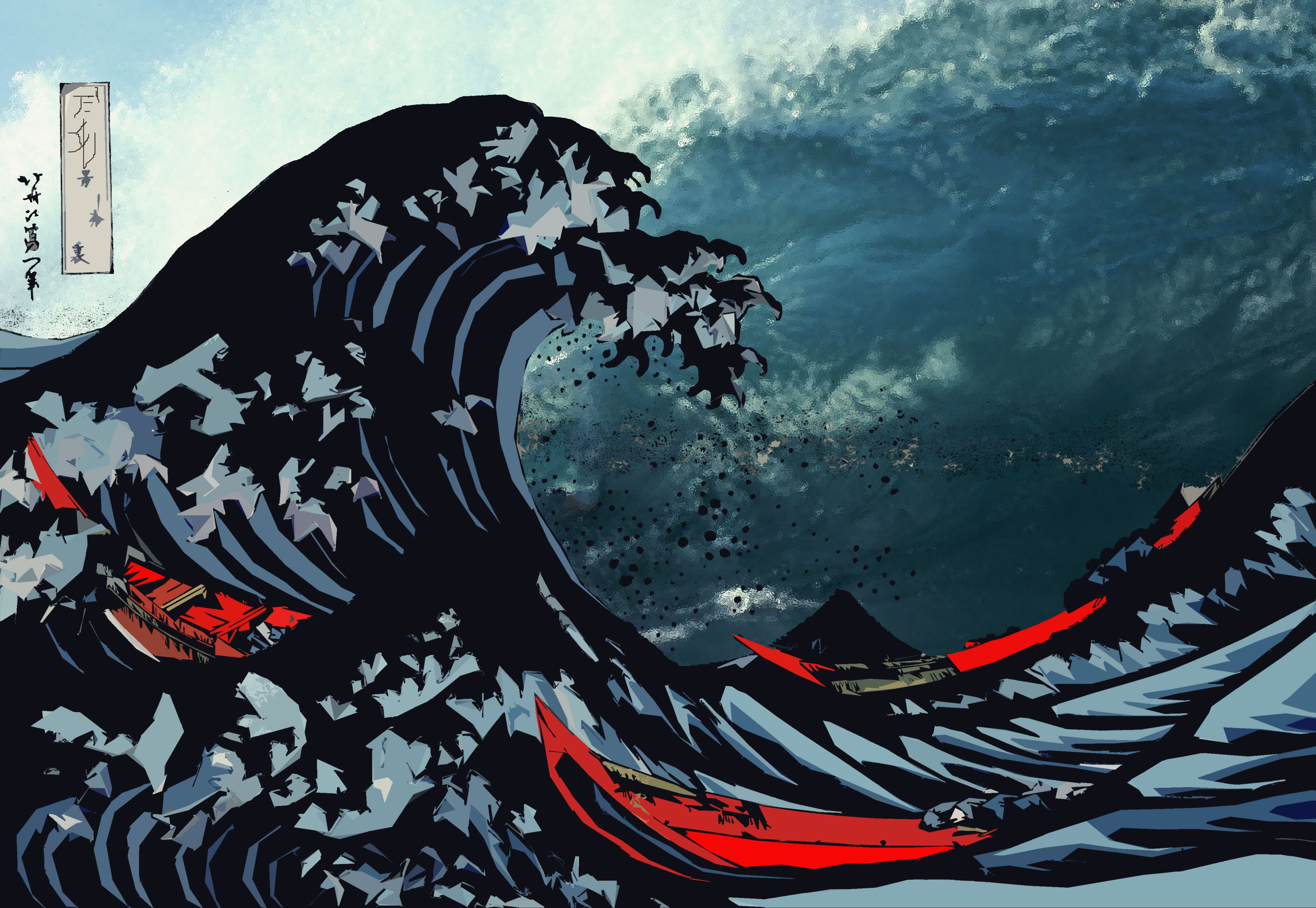 Hokusai's Big wave of Kamakura by Gaijin Kenjutsu. Wave art, Surf painting, Japanese wave painting