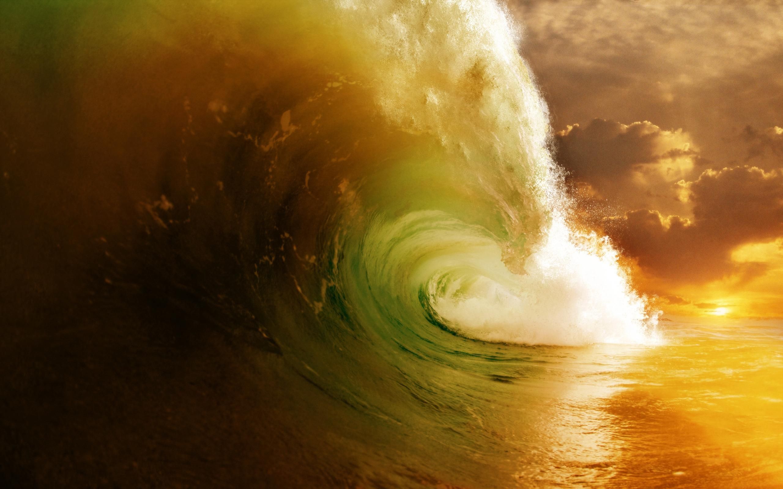 Wallpaper Tidal Wave Steam Nature HD With Resolution 2560x1600