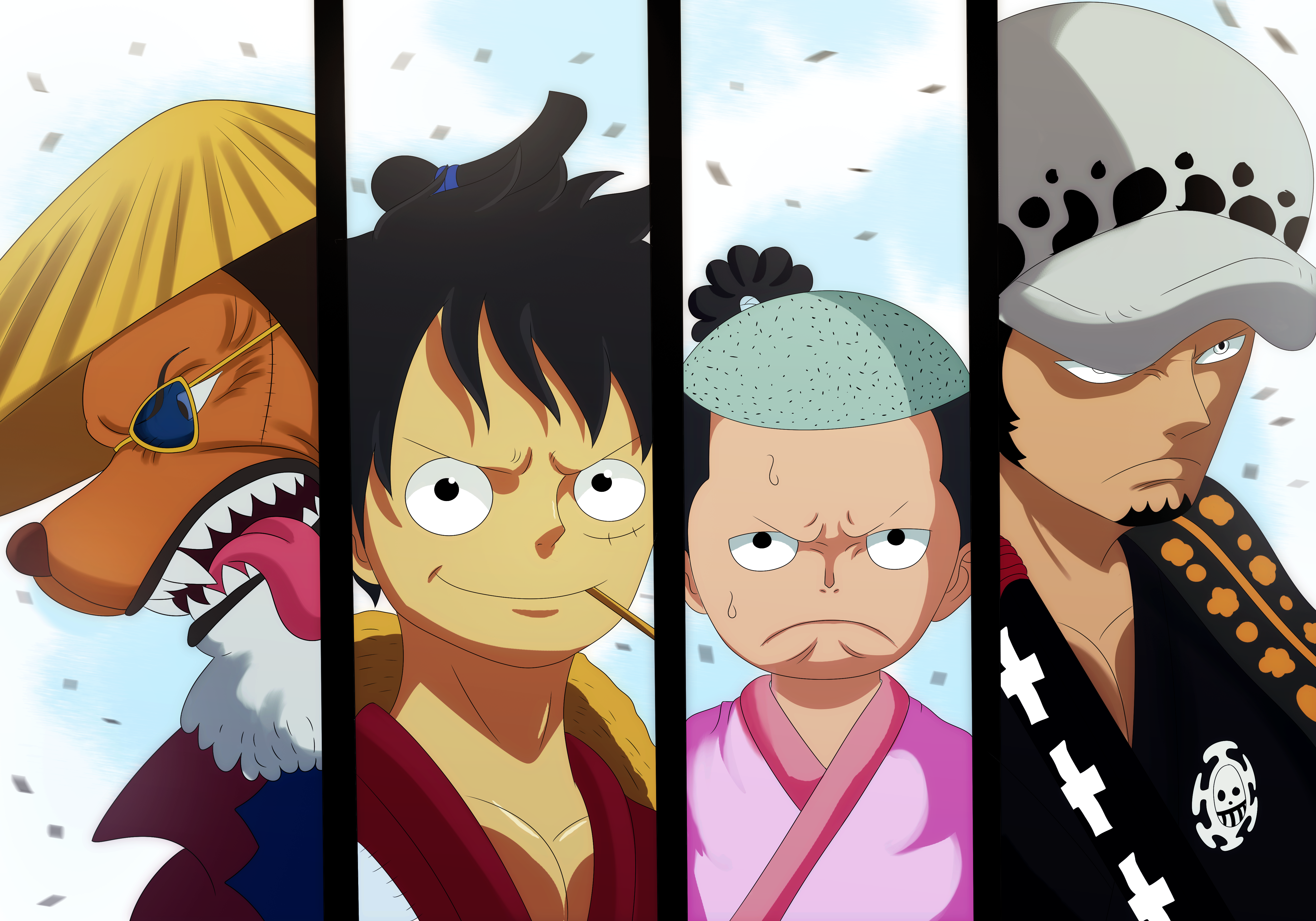 Monkey D. Luffy, Kozuki Momonosuke, Inuarashi (One Piece), Trafalgar Law wallpaper