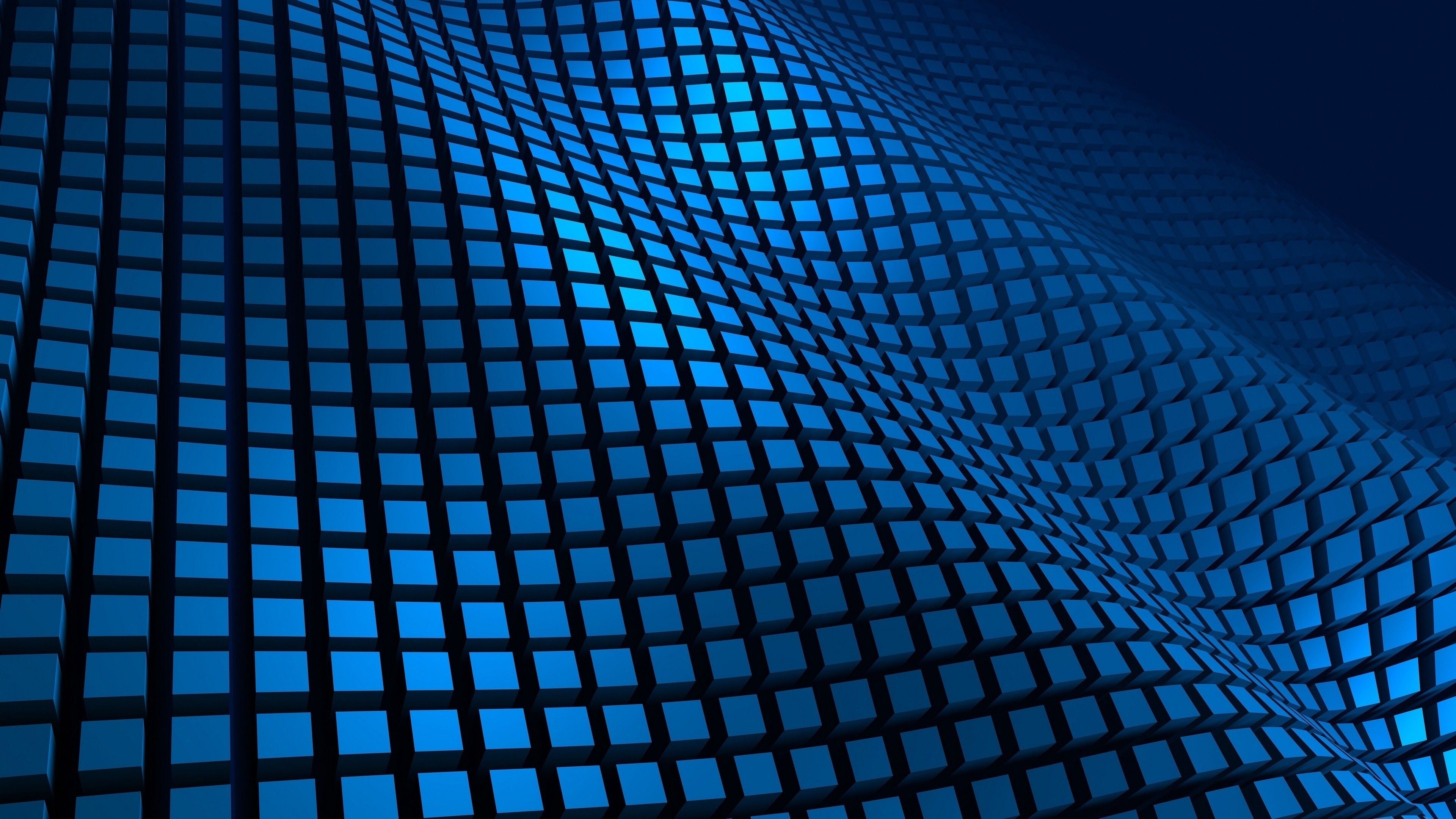 4K Wallpaper of Grid Blue 3D Pattern