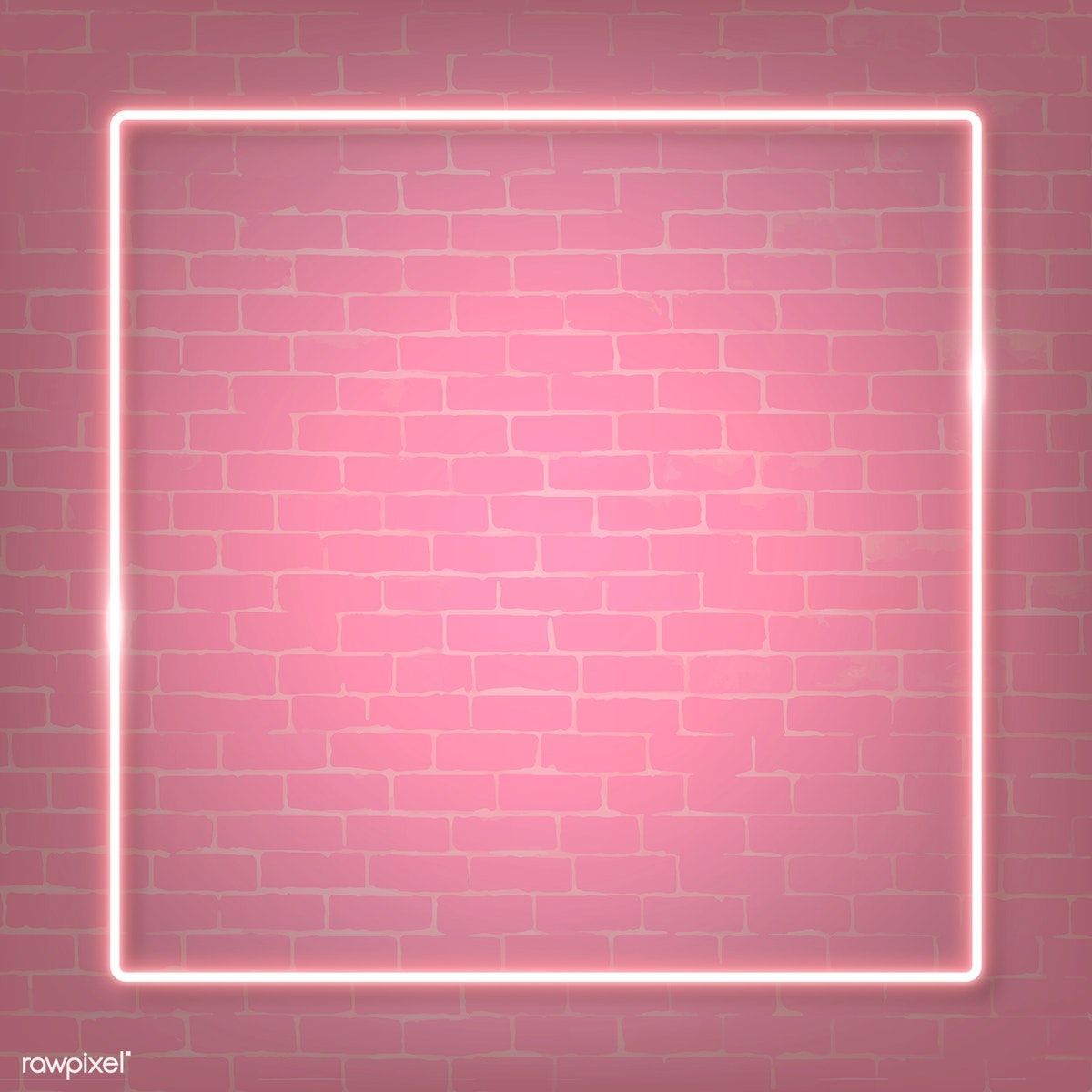 Download premium vector of Square pink neon frame on a pink brick wall. Pink neon sign, Neon wallpaper, Instagram frame
