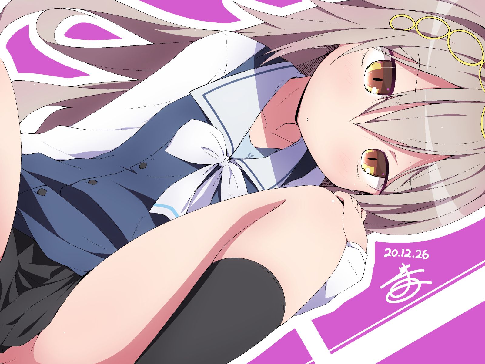 Nekokan Nekokan Magia Record: Mahou Shoujo Madoka Magica Gaiden Puella Magi Madoka Magica Kureha Yuna Nopan Seifuku Skirt Lift Wallpaper