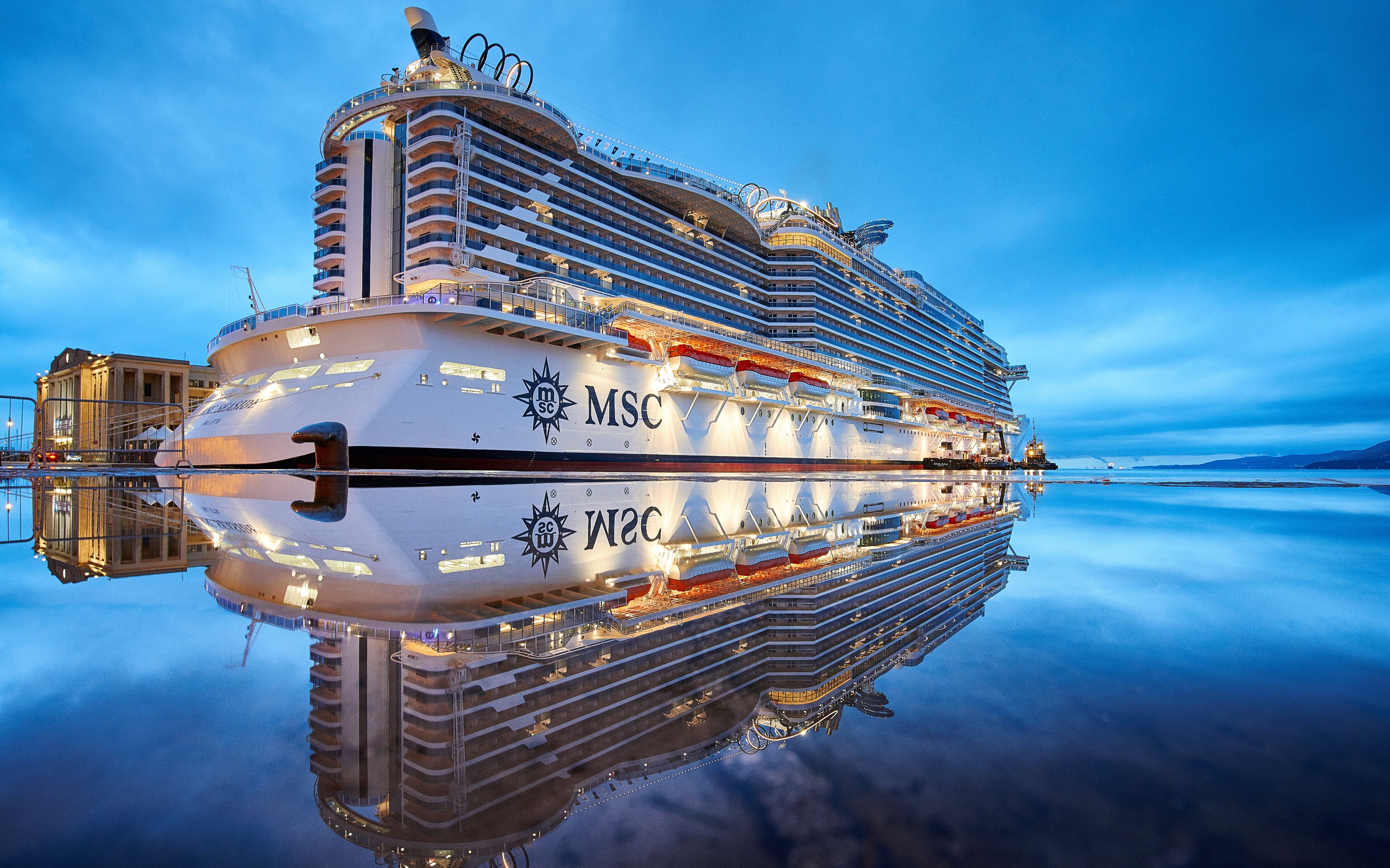 Download wallpaper MSC Seaside, 4k, port, cruise ship, sea, Seaside, MSC Cruises for desktop with resolution 3840x2400. High Quality HD picture wallpaper