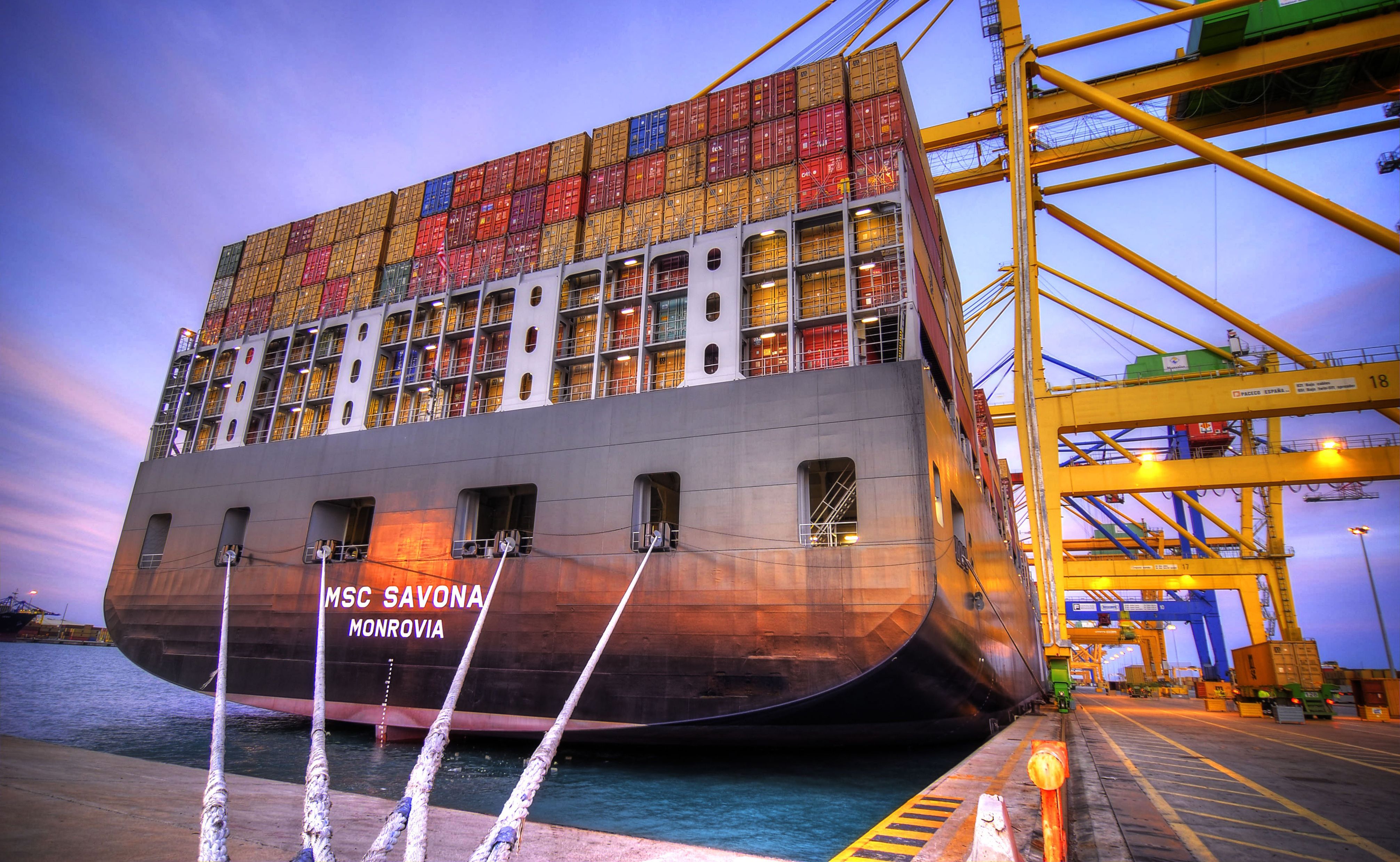 Download Wallpaper sea ship water port sky terminal the msc savona container, 4025x Cargo container company Msc savona