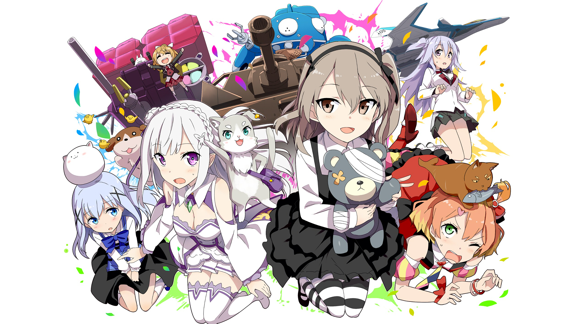 Anne Hanakoizumi Anne Happy Arisu Shimada Chino Kaf Emilia Re Zero Freyja Wion Gakusen Toshi Asteris Wallpaper:1920x1080