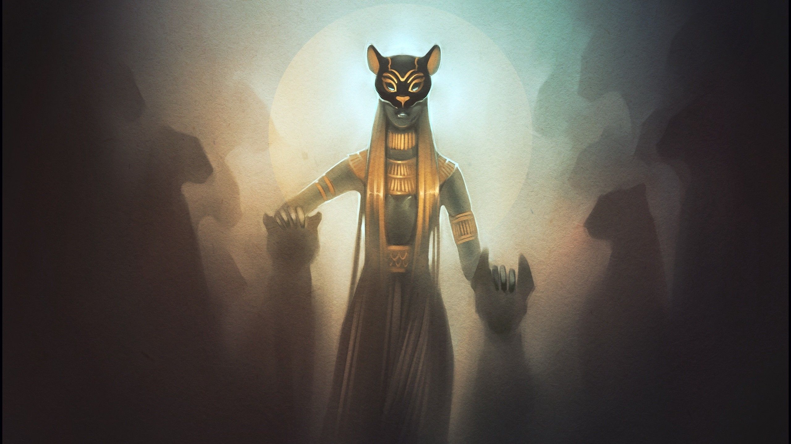 Wallpaper, Egyptian mythology, Bastet 2560x1438