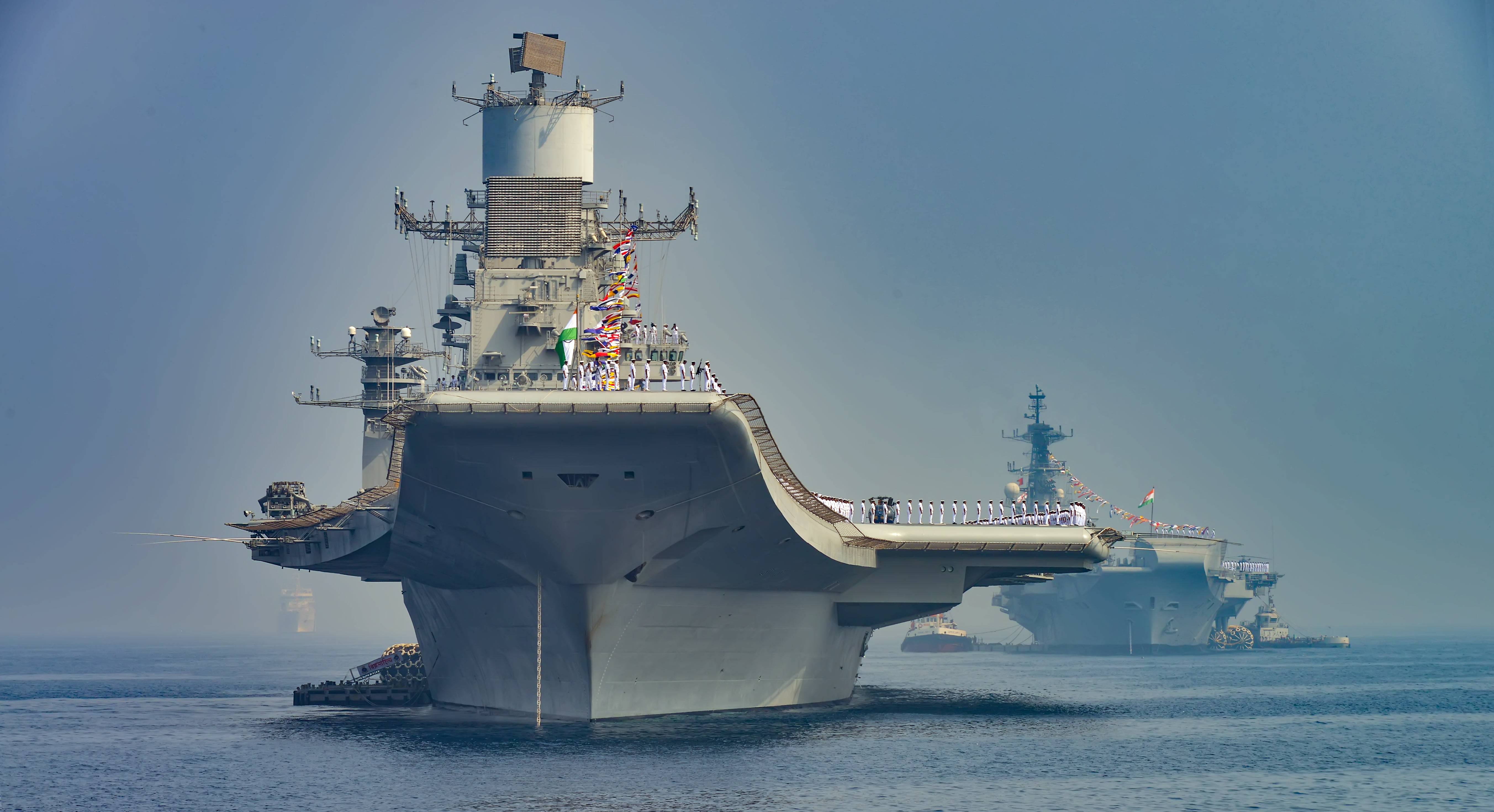 INS Vikramaditya and INS Viraat during International Fleet Review 2016 [5410×2942]