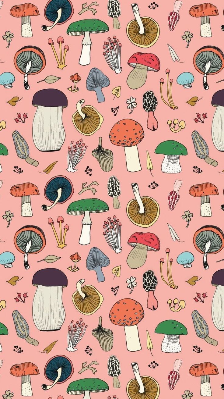 Pink Mushroom Surface Design. Hippie wallpaper, Witchy wallpaper, Phone wallpaper patterns