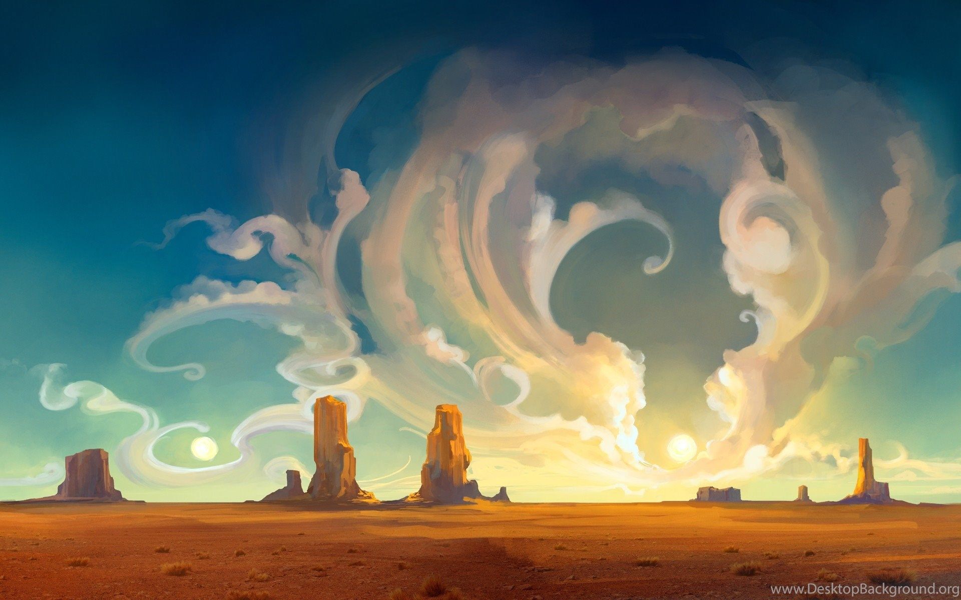 Abstract Desert Rocks Landscape Illustration Desktop Wallpaper Desktop Background