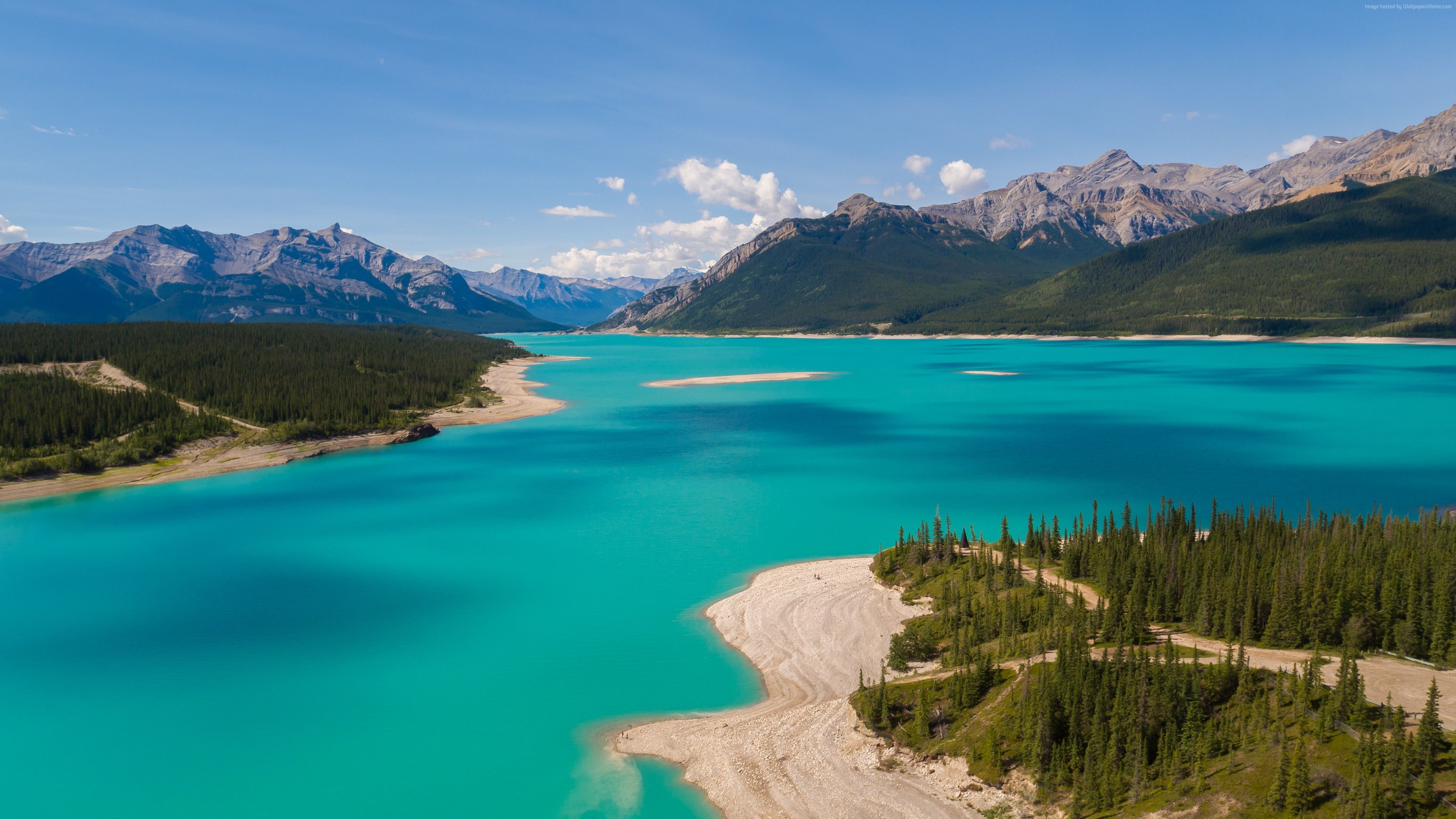 Wallpaper Abraham Lake, Canada, mountain, nature, 4k, Travel Wallpaper Download Resolution 4K Wallpaper