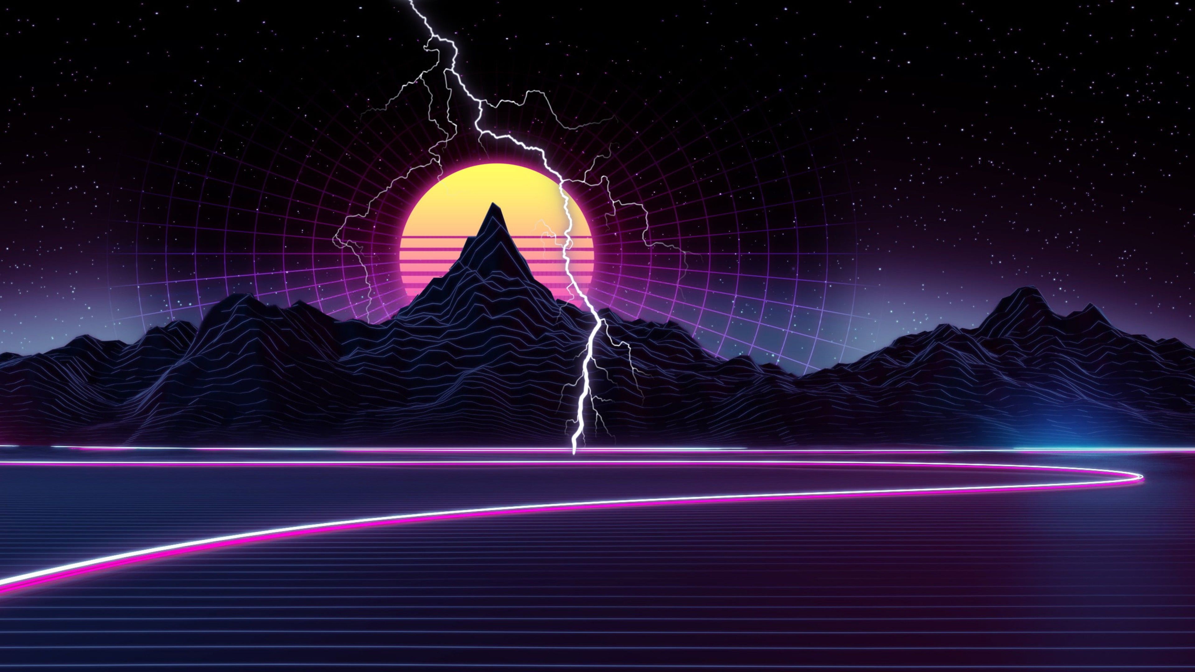 Neon Ultrawide Grid 4K HD Vaporwave