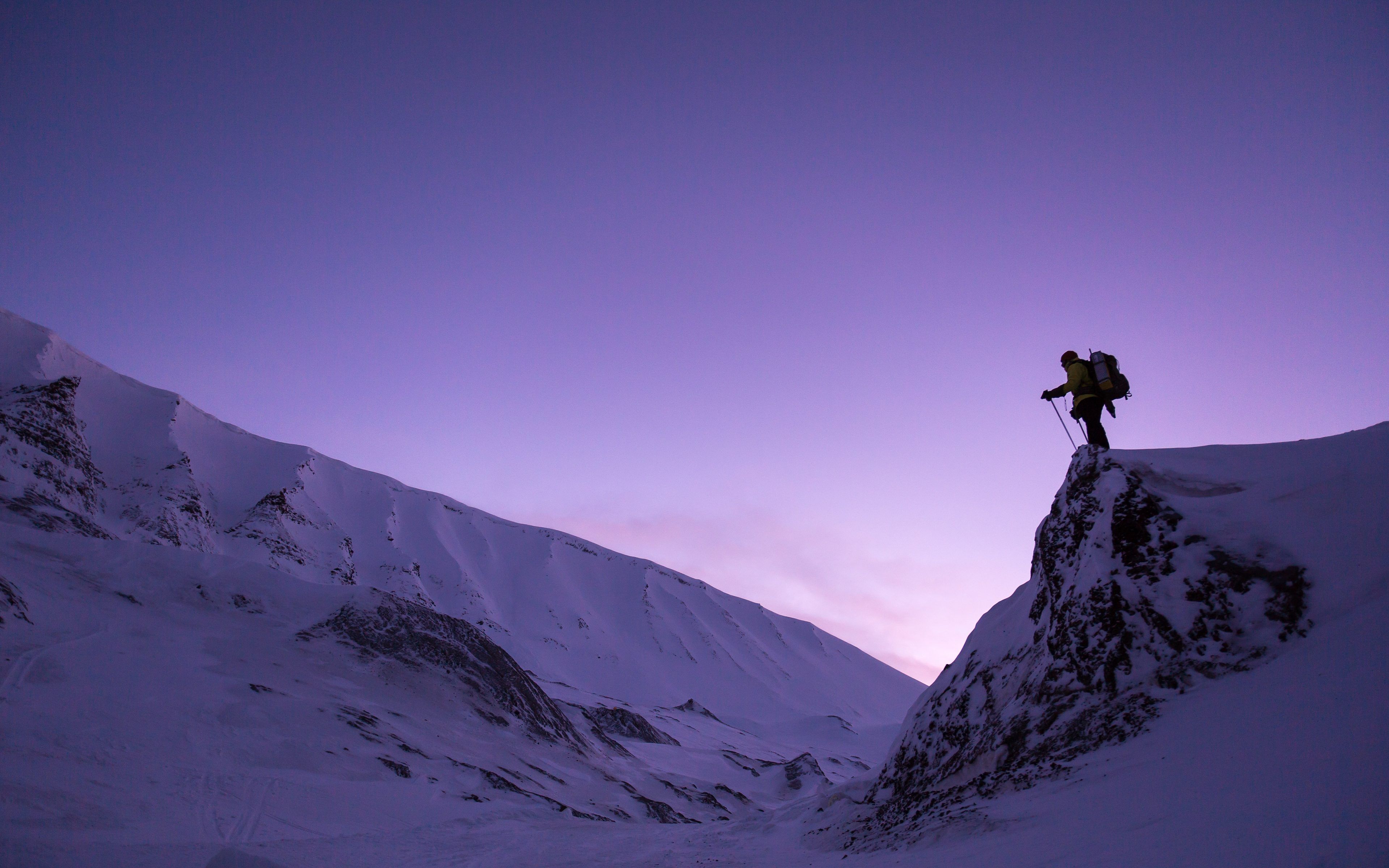 Hiking In The Snow 5K UHD Wallpaper