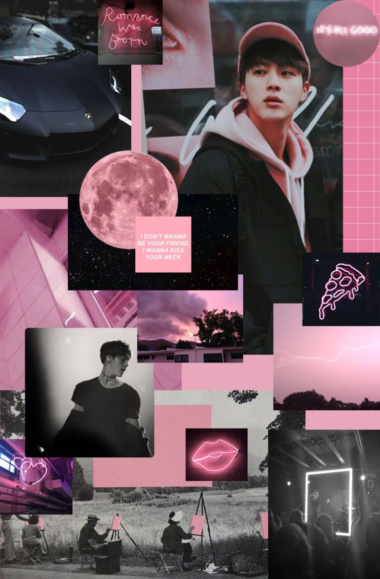 PINK #JIN #aesthetic #bts #pink. Wallpaper ponsel, Gambar, Bingkai foto