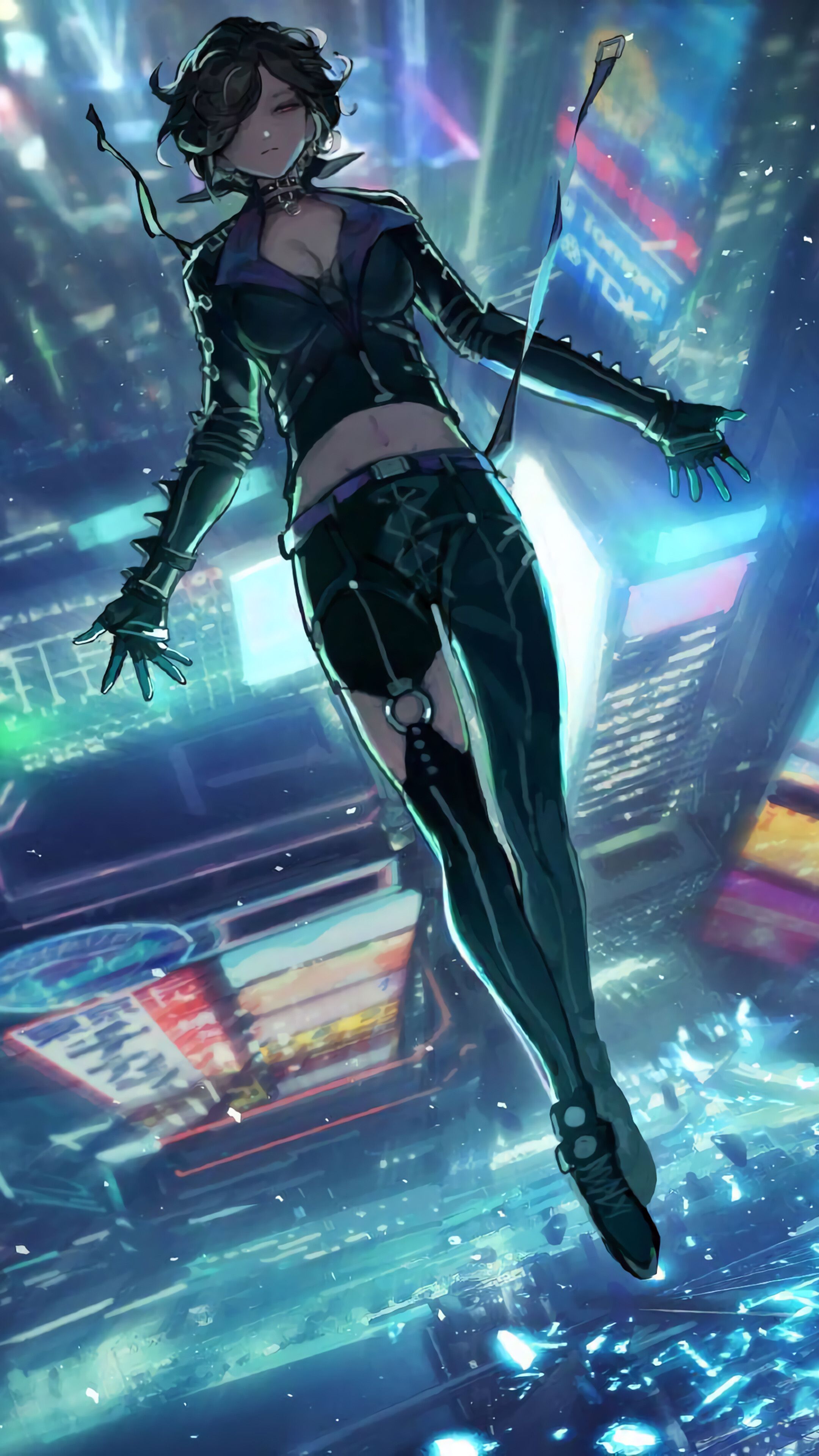 Cyberpunk, Girl, Night, City, Buildings, 4K phone HD Wallpaper, Image, Background, Photo and Picture. Mocah HD Wallpaper