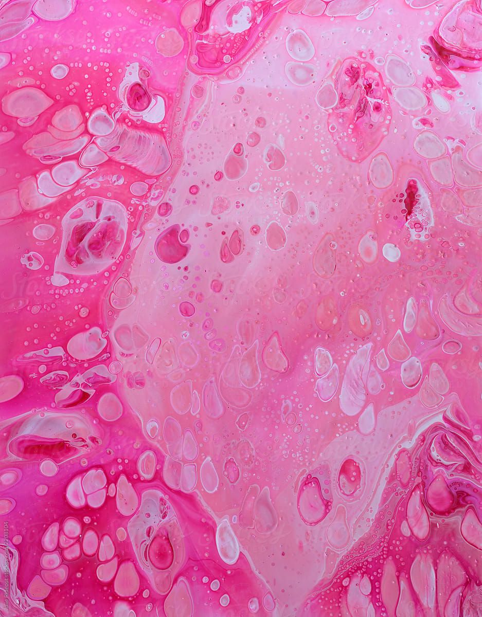 Abstract Acrylic Pour Painting by Julie Rideout, Pink