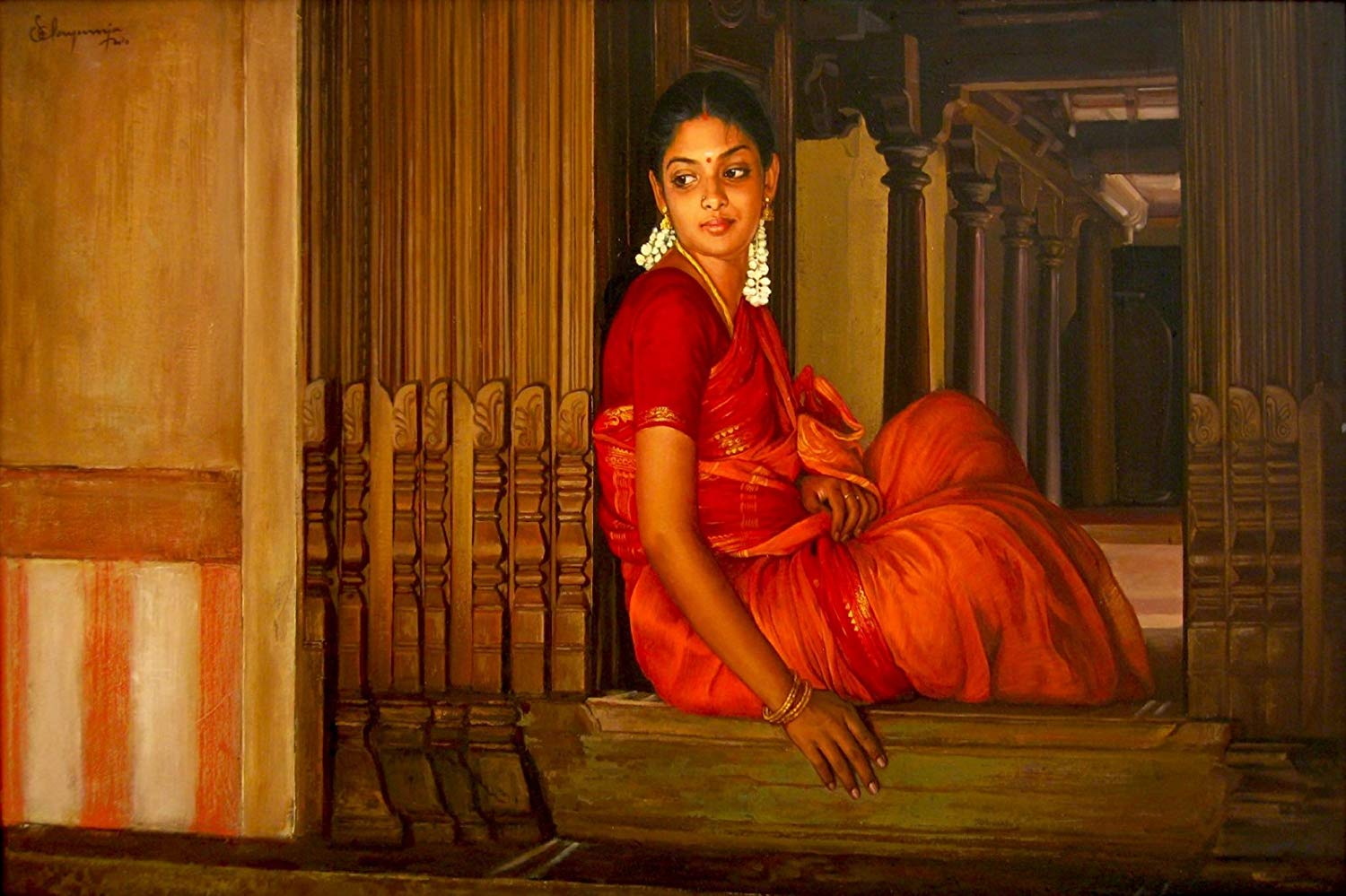 Indian Village Lifestyle Realistic Acrylic Paintings by Tamil Nadu Artist Ilayaraja1