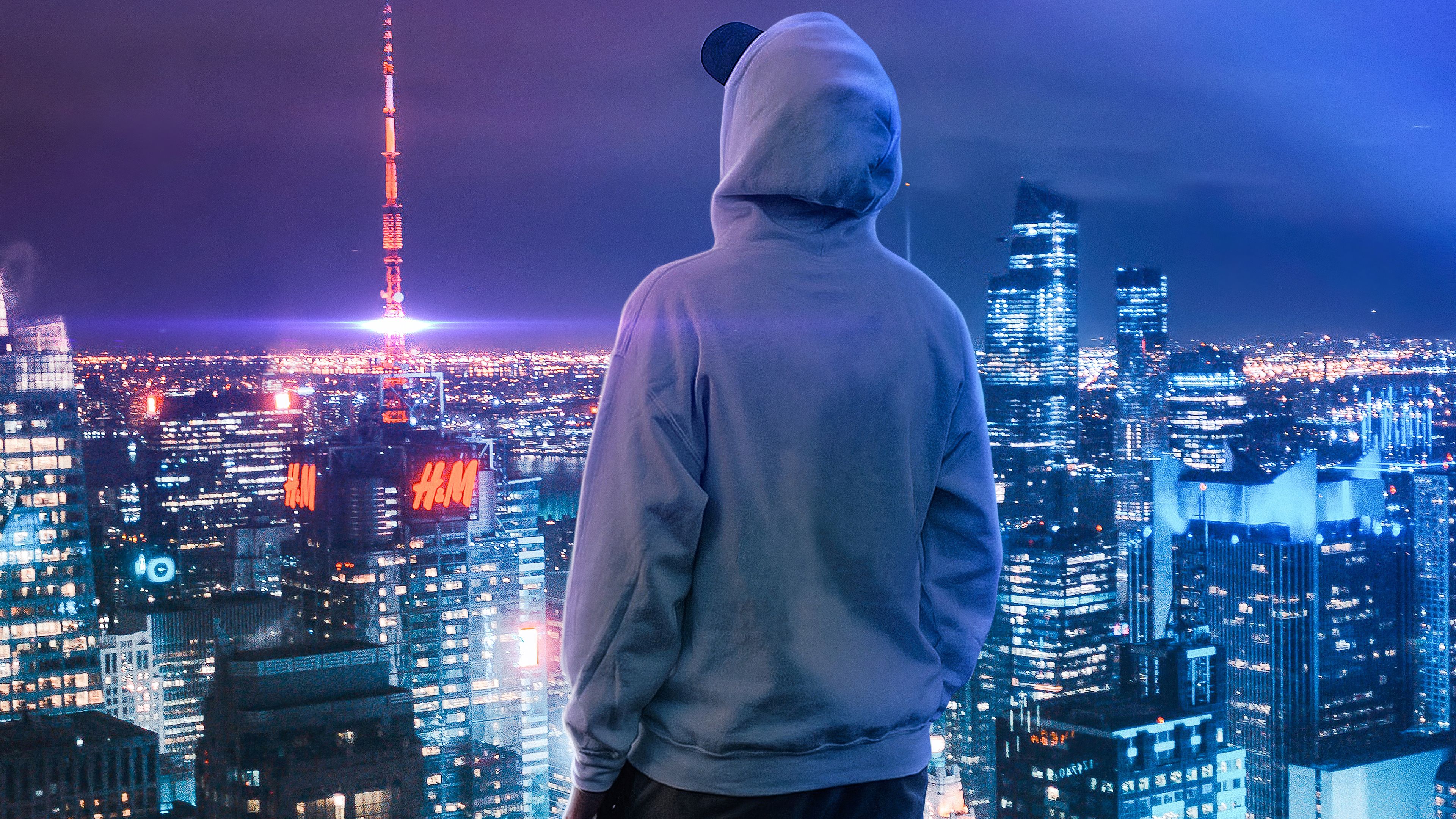 View Of My City Boy Standing Back 4k 1280x1024 Resolution HD 4k Wallpaper, Image, Background, Photo and Picture