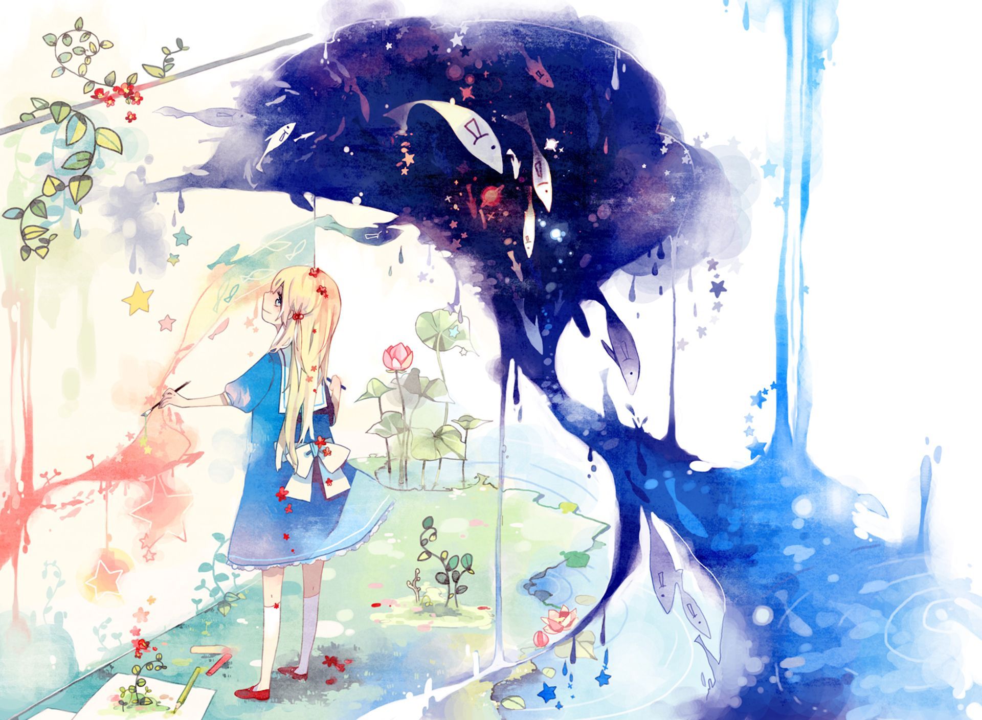 Anime Watercolor Wallpaper Free Anime Watercolor Background